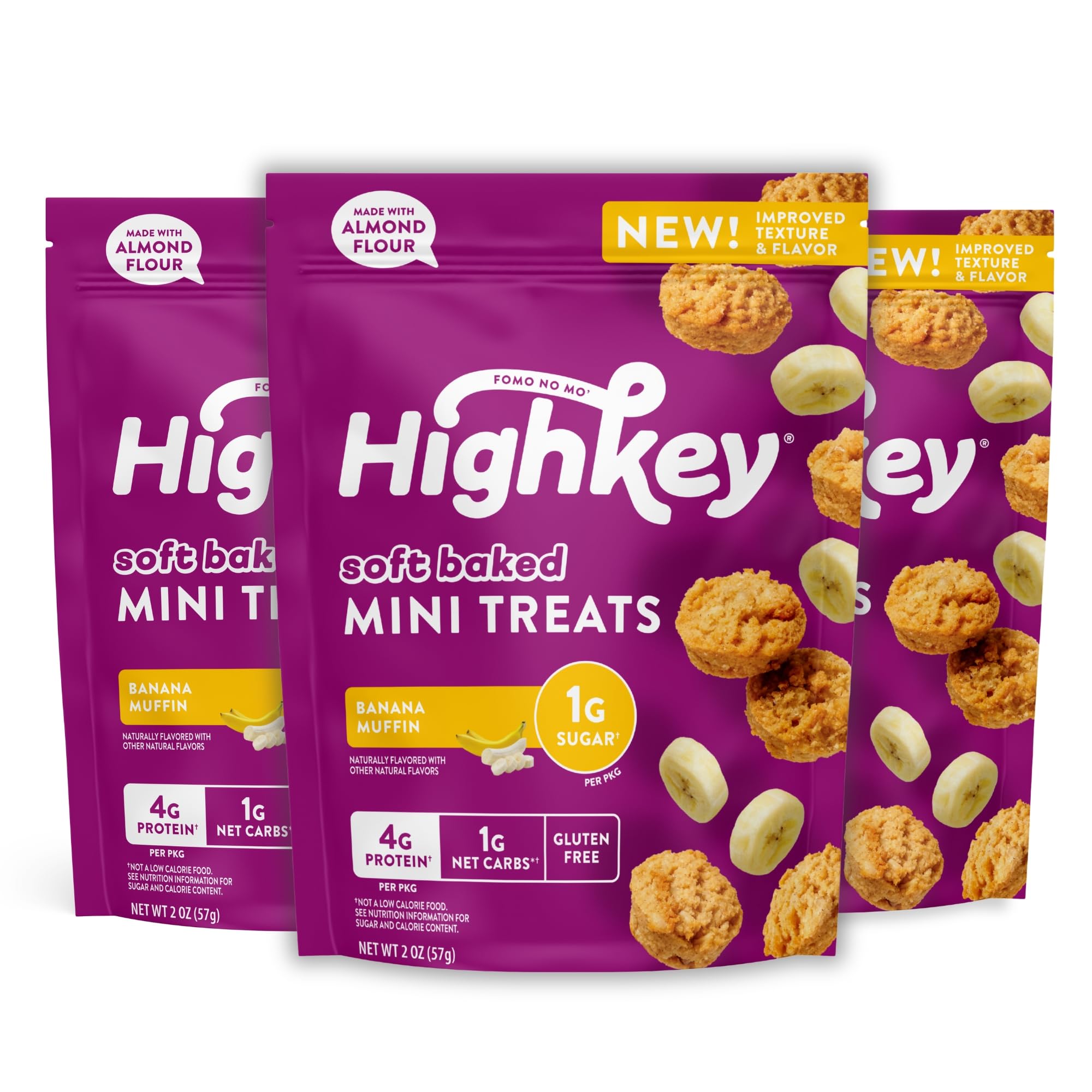 Muffins HighKey banane, emballage lot 3 pratique pour le matin.