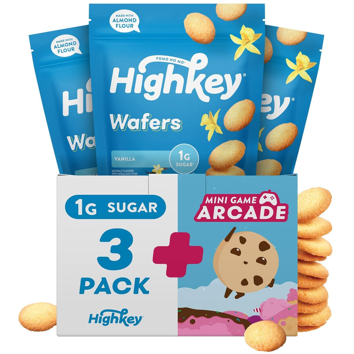 Biscuits vanille HighKey sans gluten en pack3, snack pratique et gourmand.
