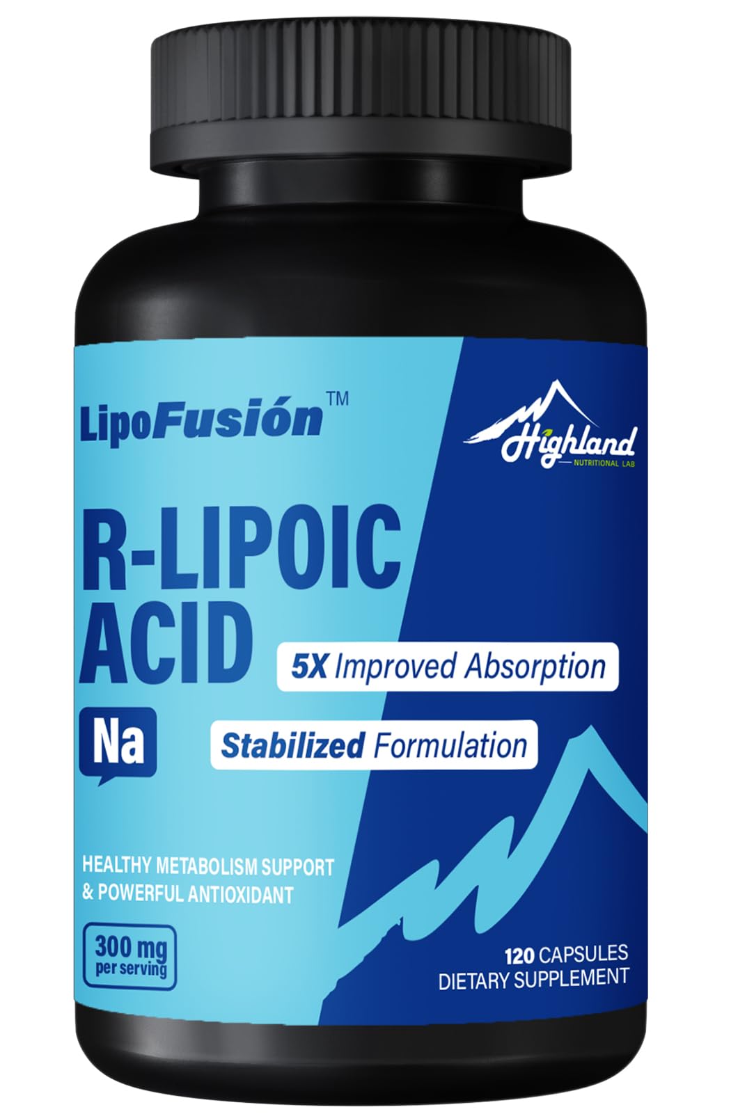 Highland Nutritional Lab acide-lipoique-R absorption ameliorée vue bouteille