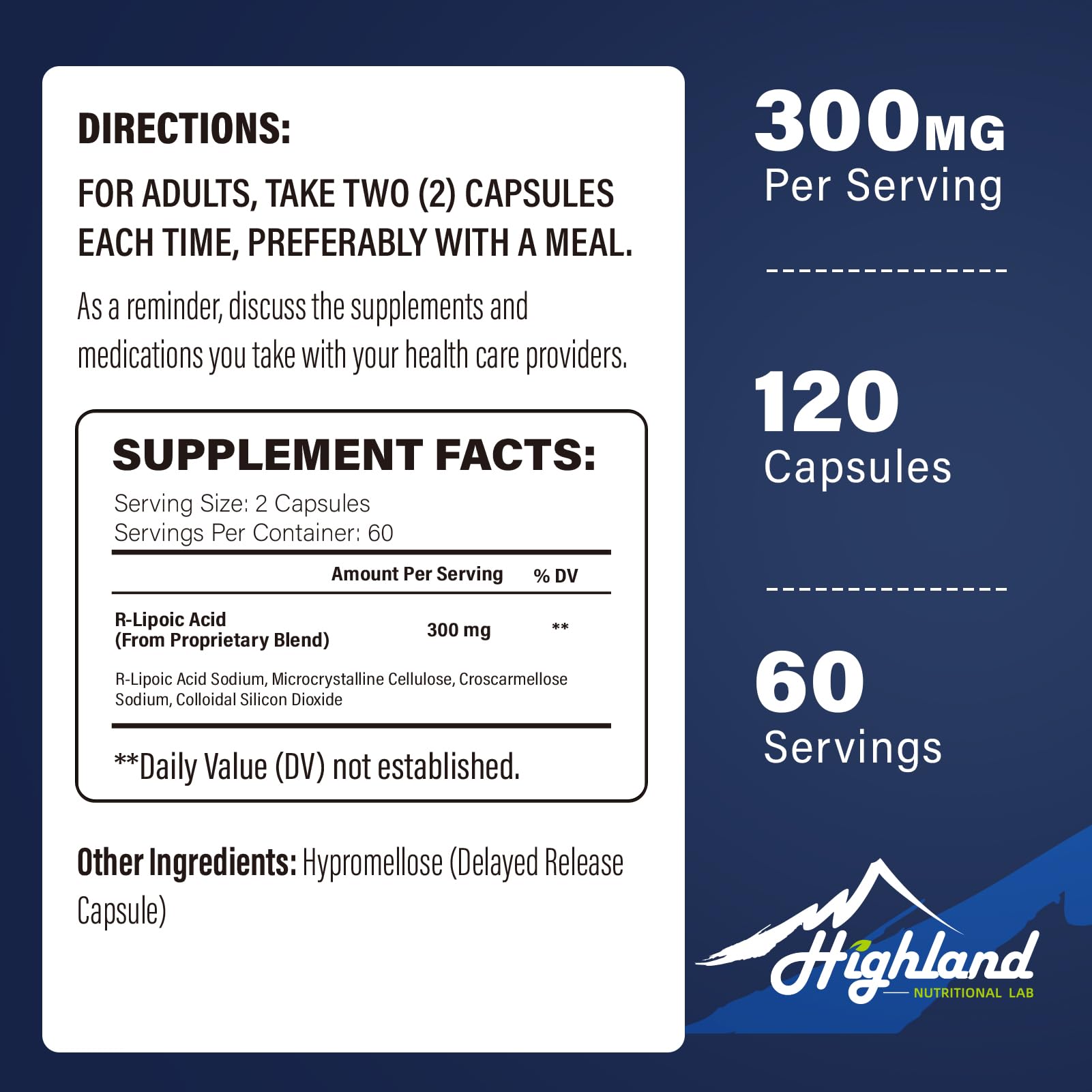 Highland Nutritional Lab antioxydant-R acide-lipoique soutien oxydatif quotidien
