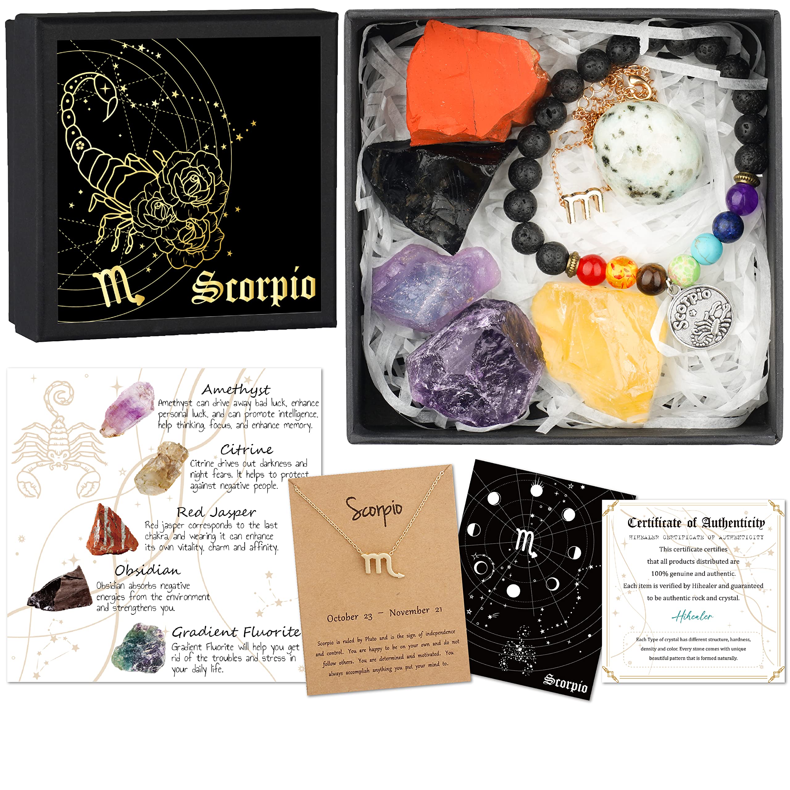 Hihealer ensemble zodiaque scorpion, cadeau élégant et significatif.