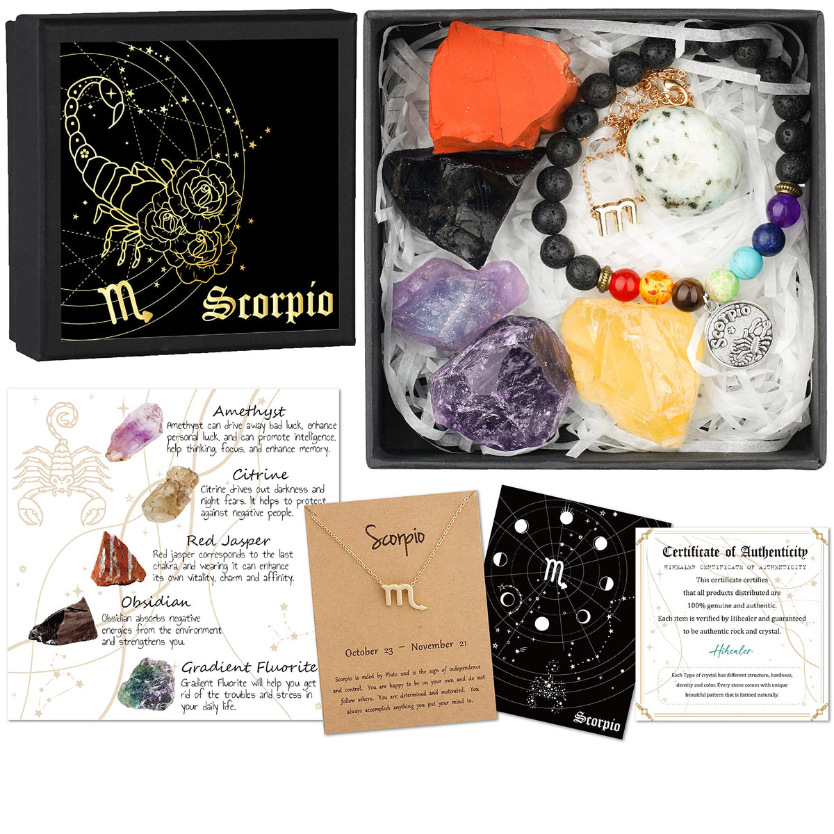 Hihealer ensemble zodiaque scorpion, cadeau élégant et significatif.