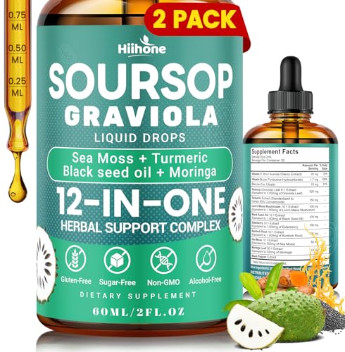 HIIHONE: Bouteille de gouttes Soursop 12-en-1 prête à l'emploi pour le quotidien.