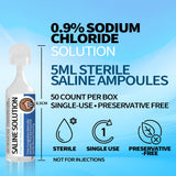 Hiins ampoules 5ml stériles, solution saline pure et sans conservateurs