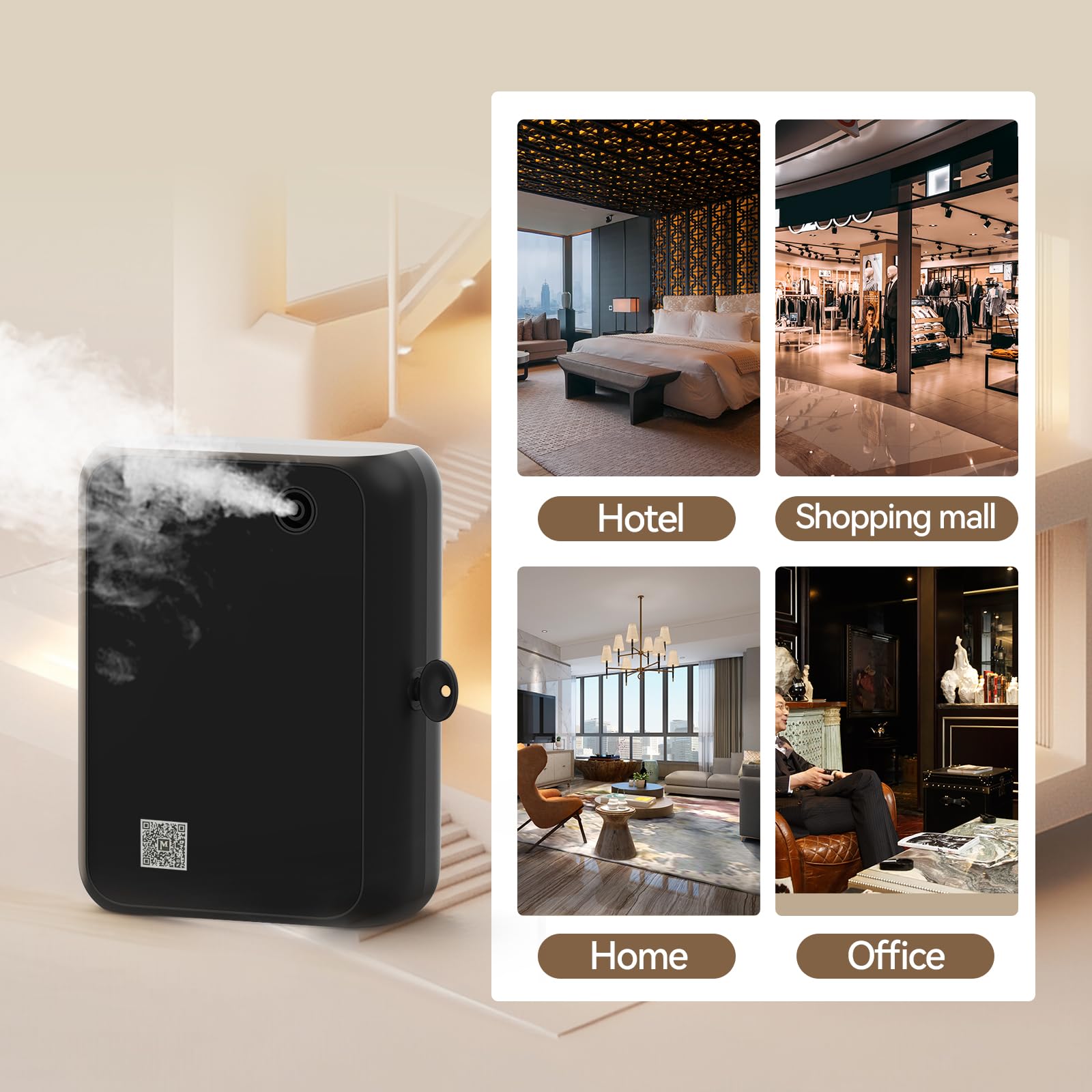 Hijoc diffuseur design noir élégant, s'intègre discrètement dans n'importe quelle pièce