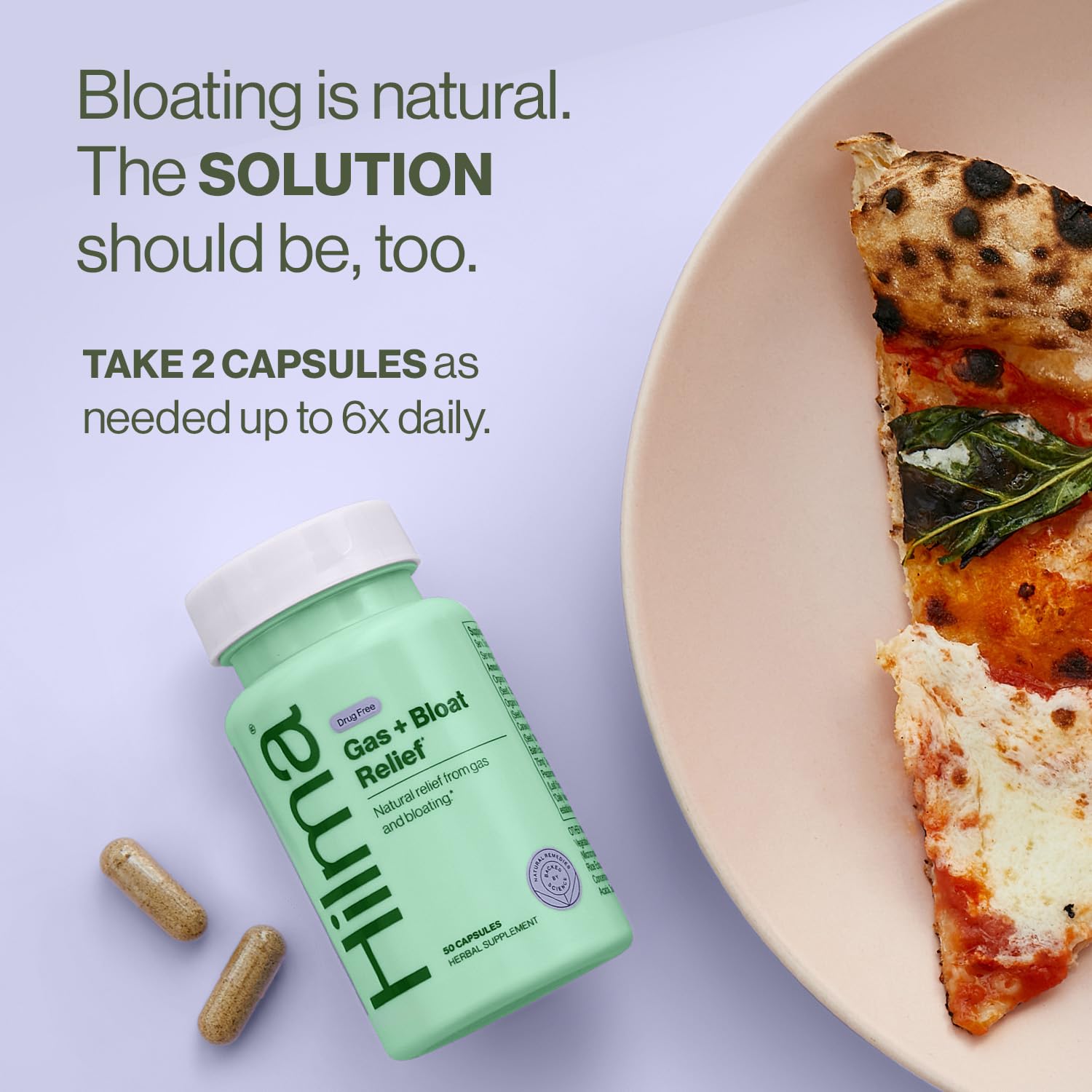 Hilma – capsules véganes, faciles à avaler pour un confort digestif potentiel.