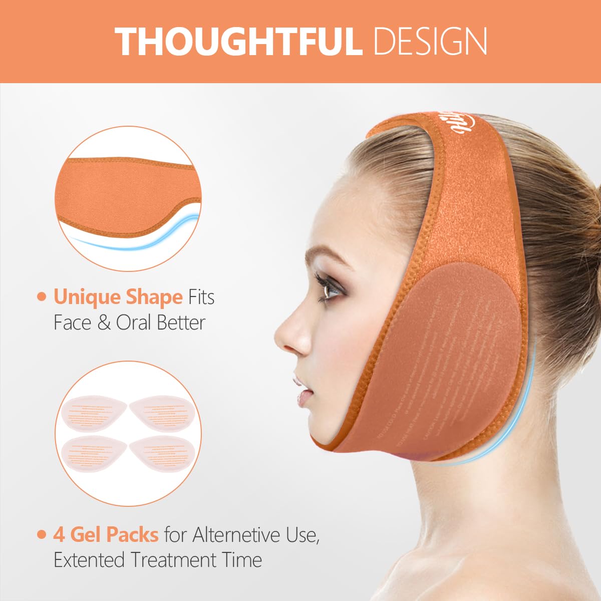 Hilph bande mâchoire lavable orange: maintien ajusté et usage hygiénique.