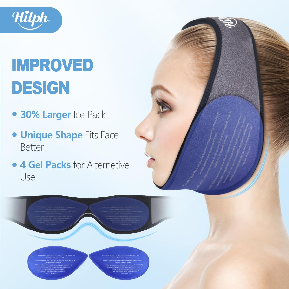 Hilph bandeau-visage ajustable en néoprène pour un maintien confortable après chirurgie.