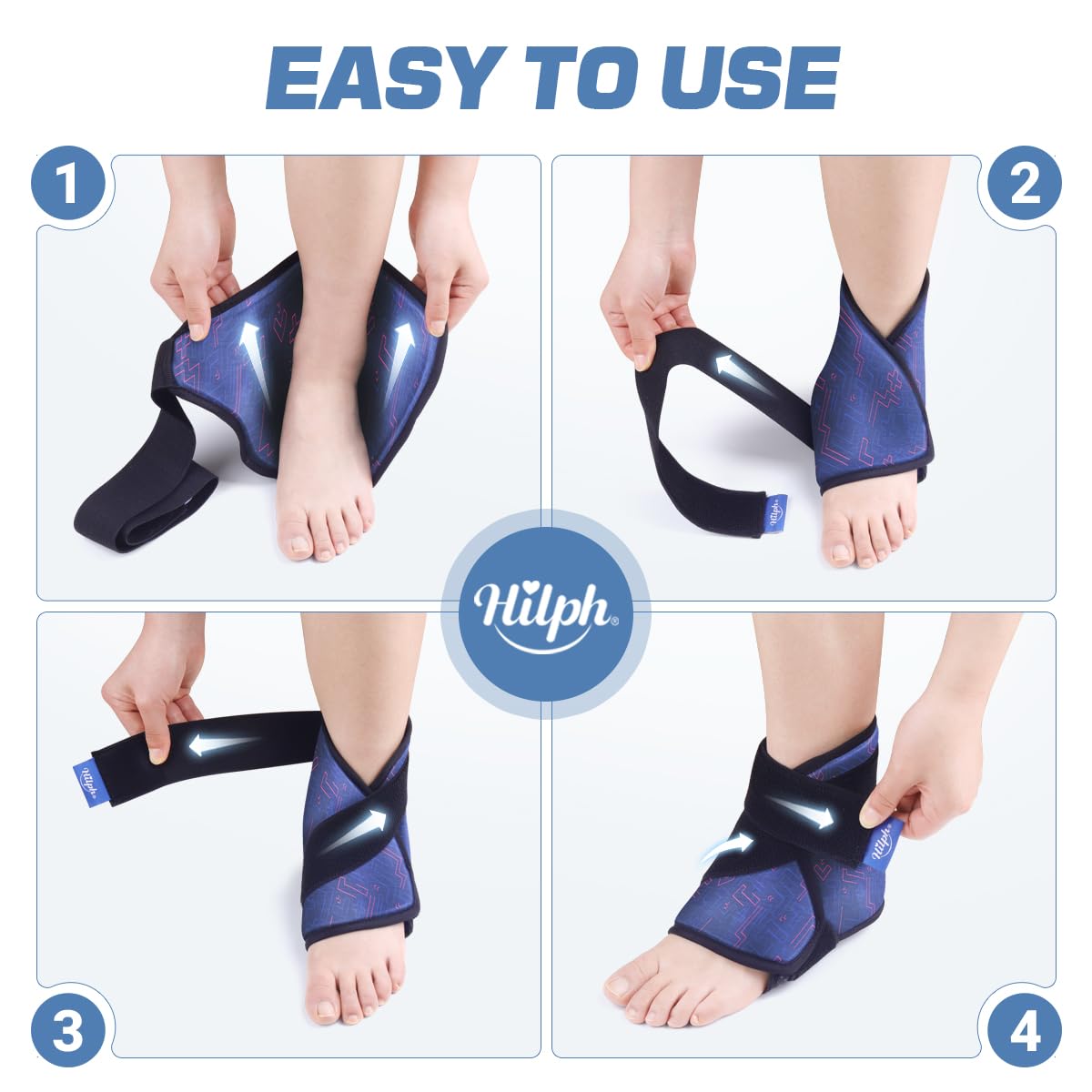 Hilph base anti-glisse cheville bleu assure stabilité pendant l'utilisation.