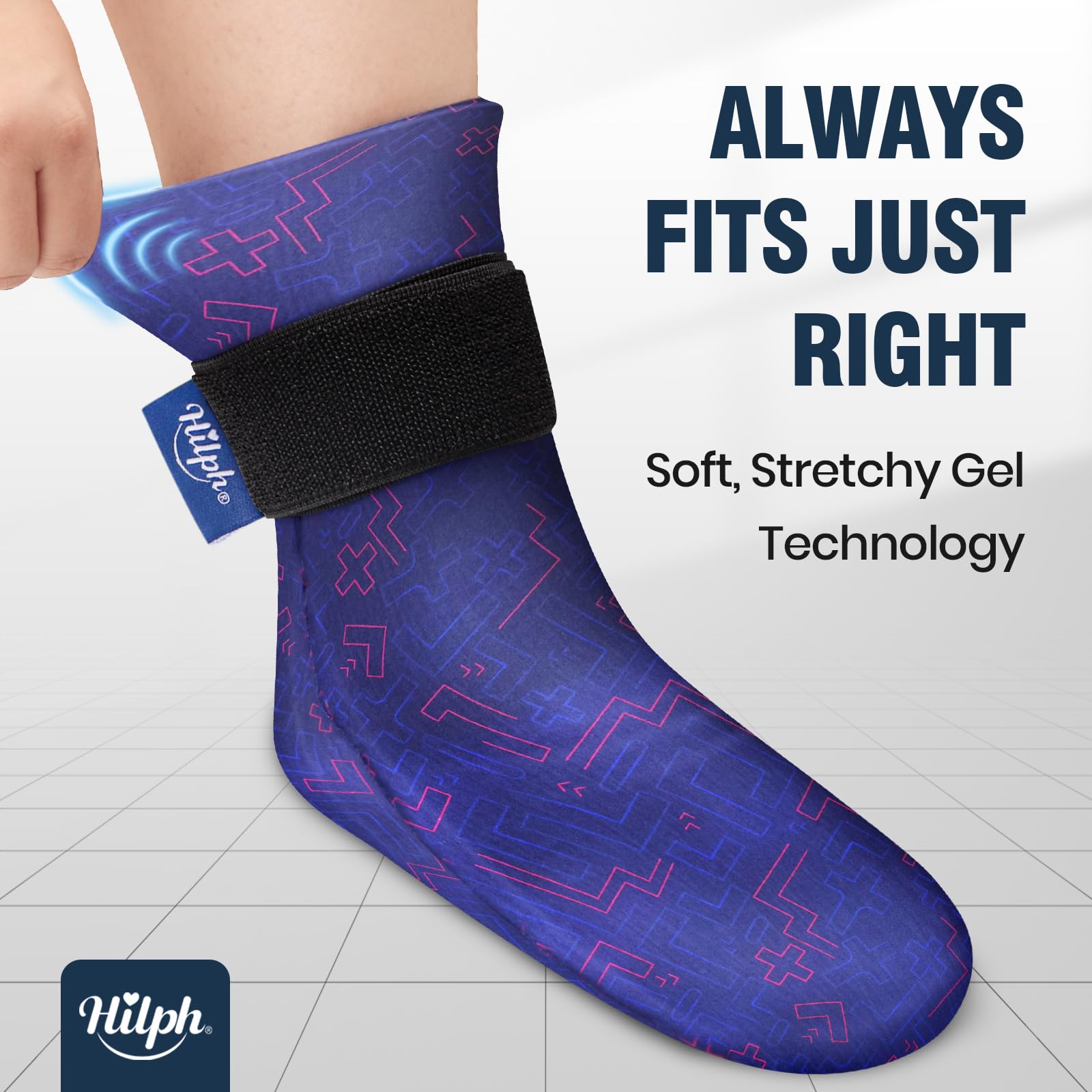 Hilph chaussette gel pied application mains libres avec Velcro