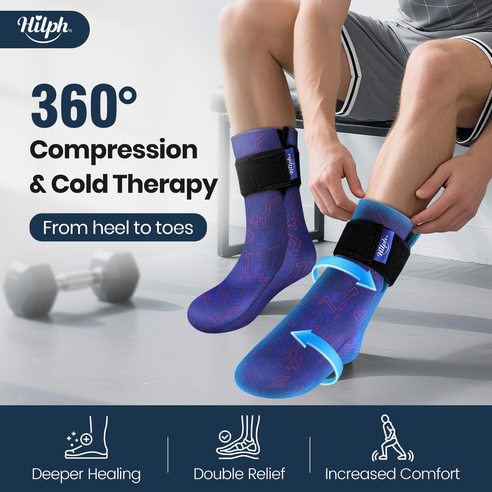 Hilph chaussette gel pied relief rapide au talon et à l’arche