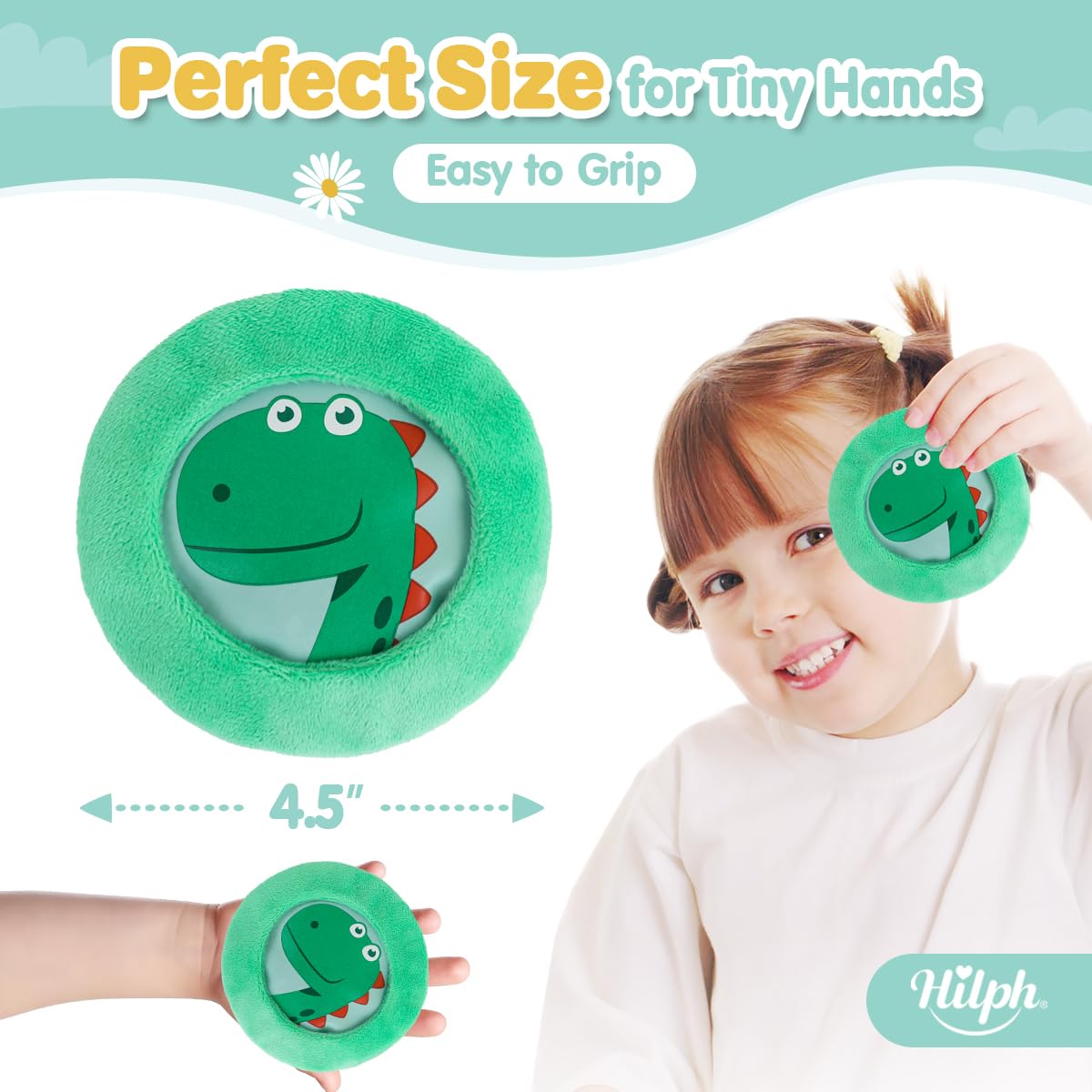 Hilph enfant: motif dinosaure coloré pour une utilisation ludique et rassurante.