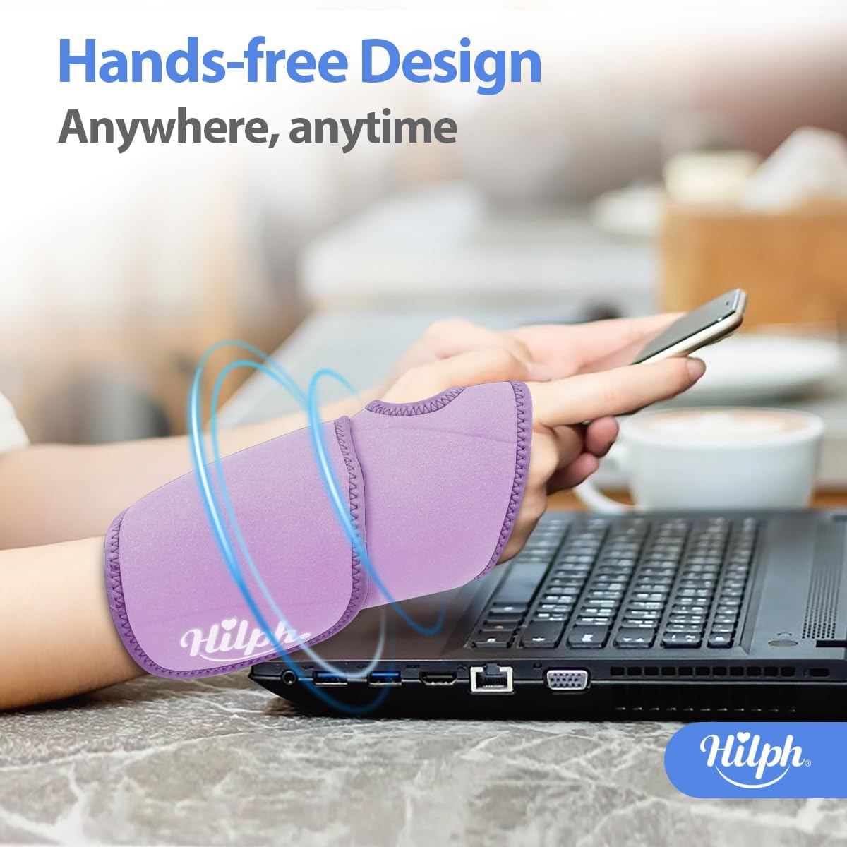 Hilph gel de poche poignet violet reste flexible lorsqu'il est congelé.