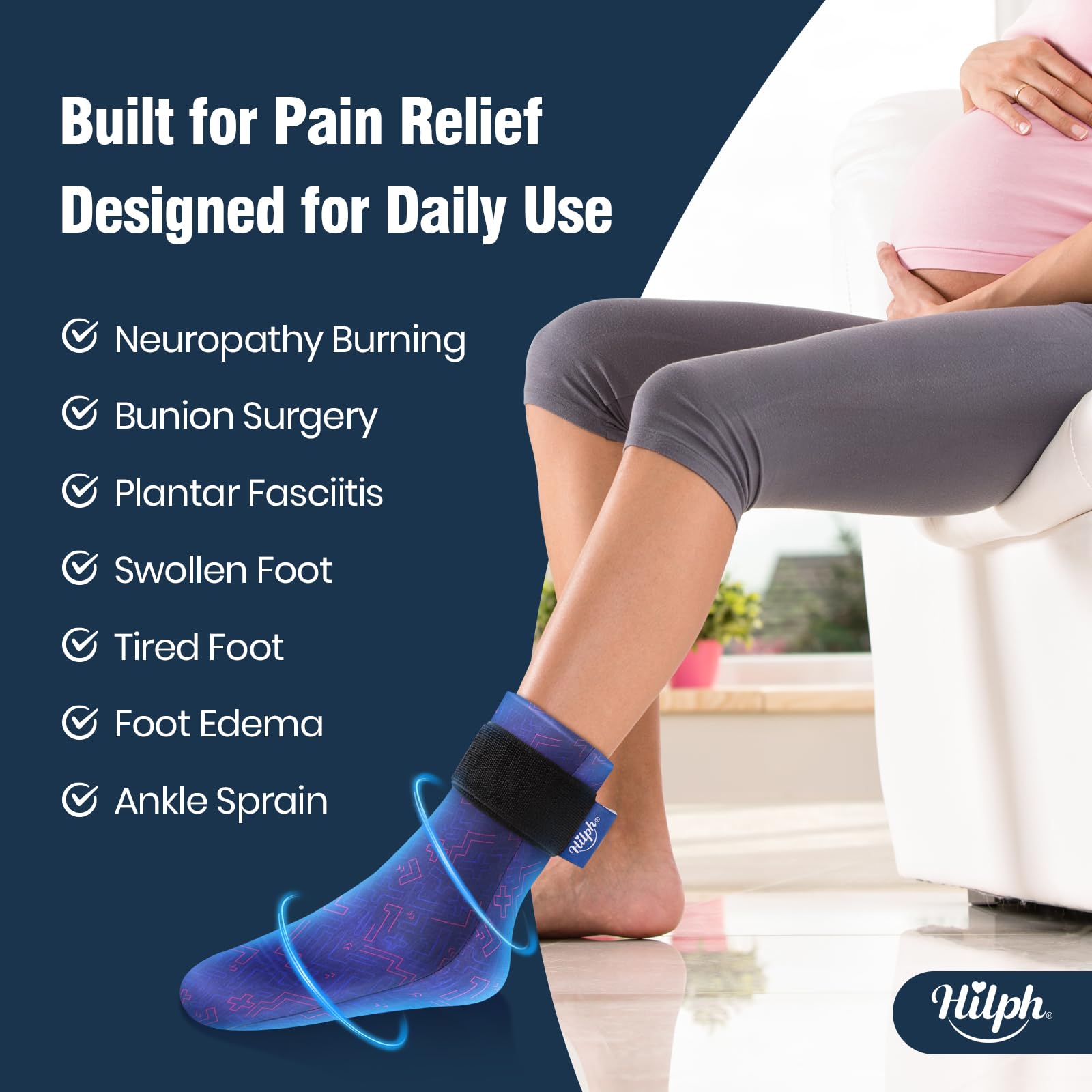 Hilph gel solide et flexible s'adapte parfaitement au pied pour une compression douce.