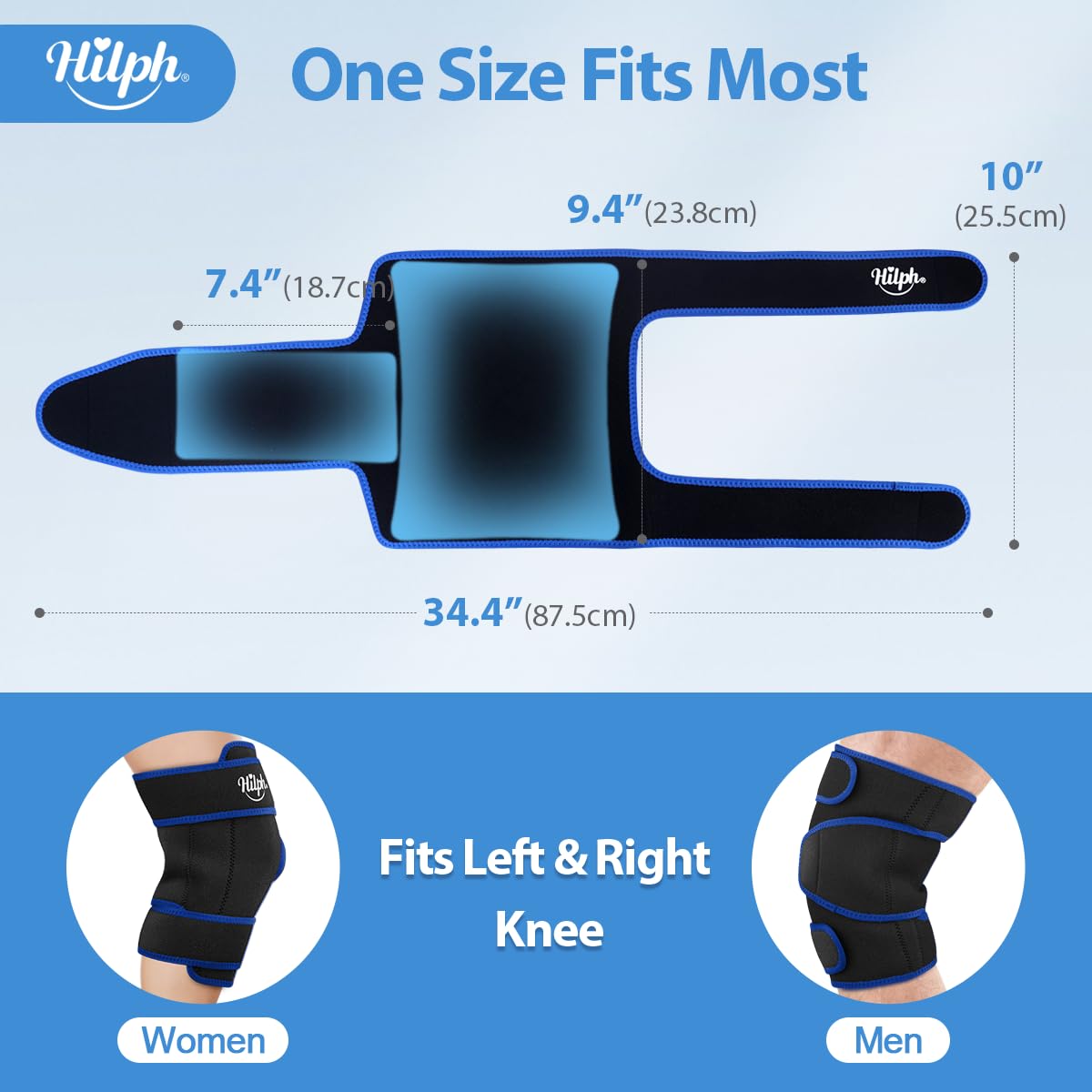 Hilph Genou: couverture complète du genou et ajustement personnalisé pour sport et repos