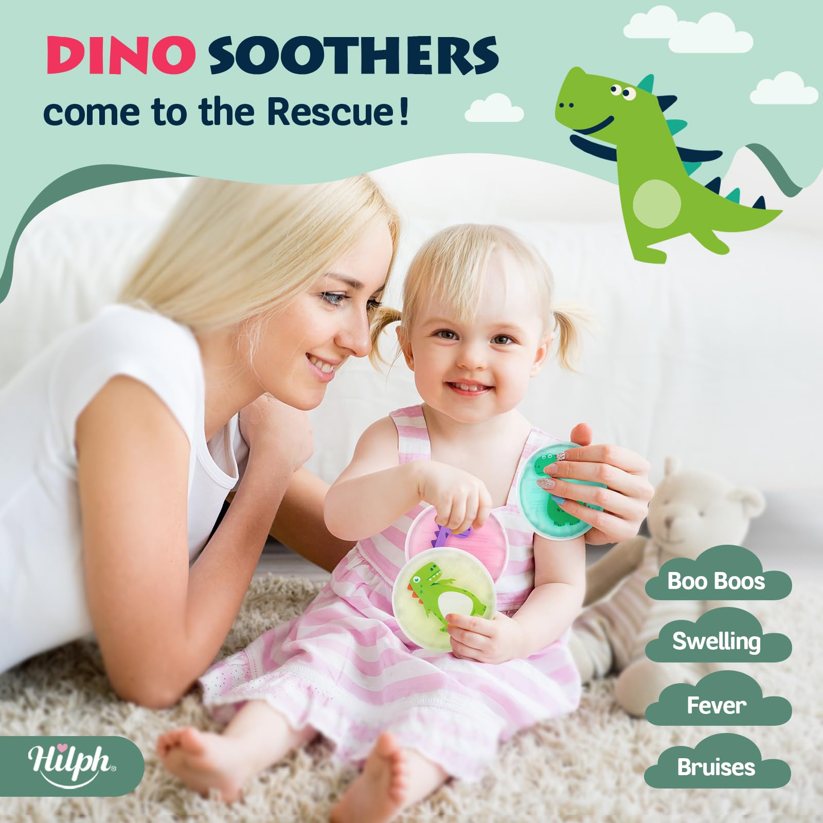 Hilph Kids Dinosaure - gel pliable qui s'adapte au front.