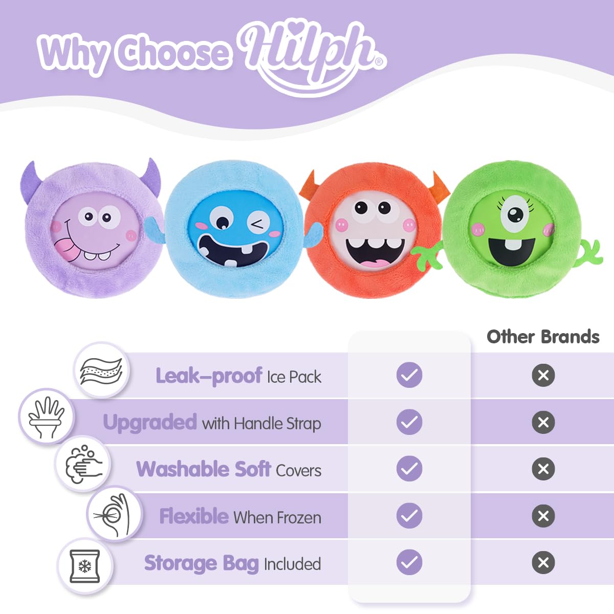Hilph Kids Ice Pack designs mignons apportant réconfort lors des petites blessures.