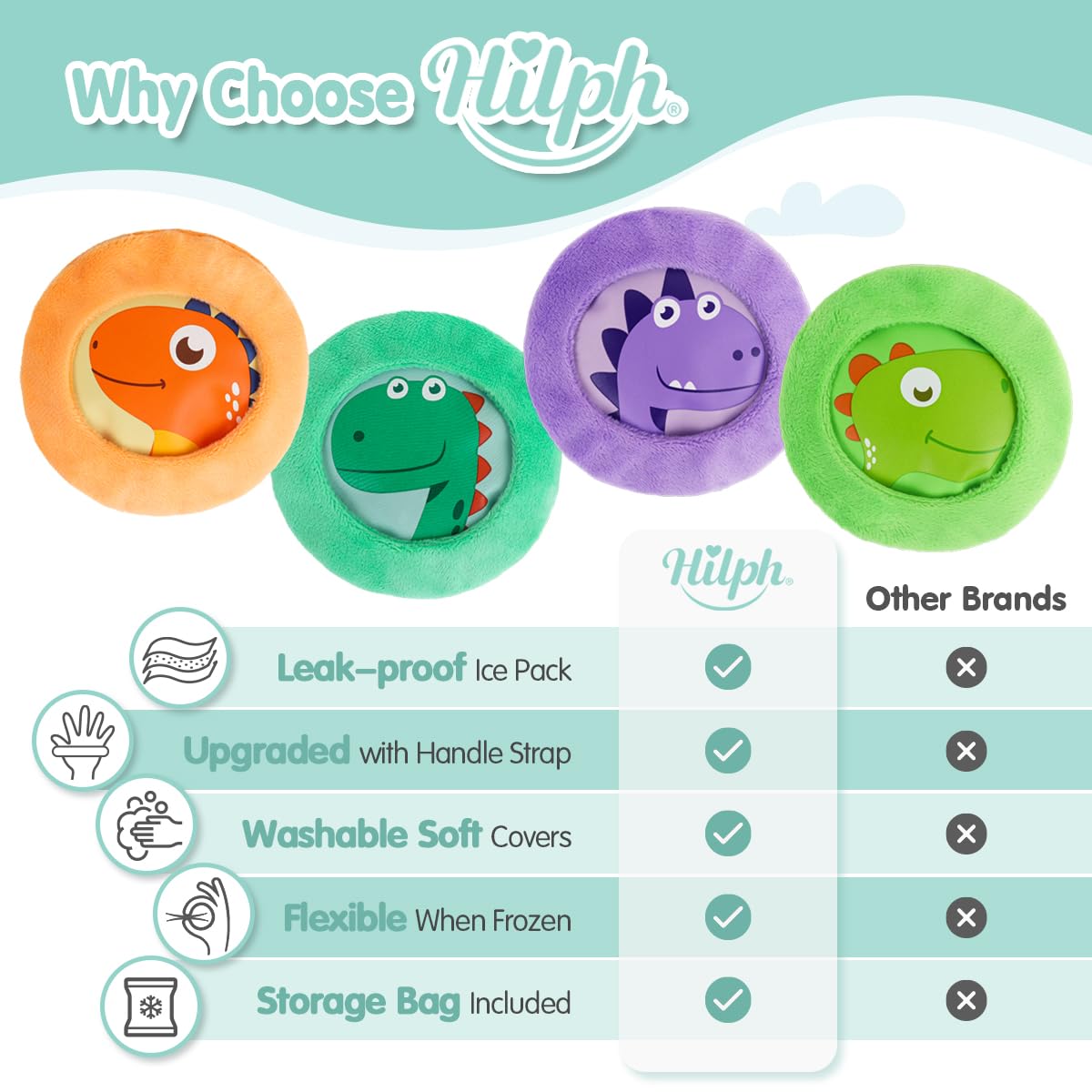 Hilph pack glacé réutilisable de 4 pièces, pratique et prêt à l’emploi.