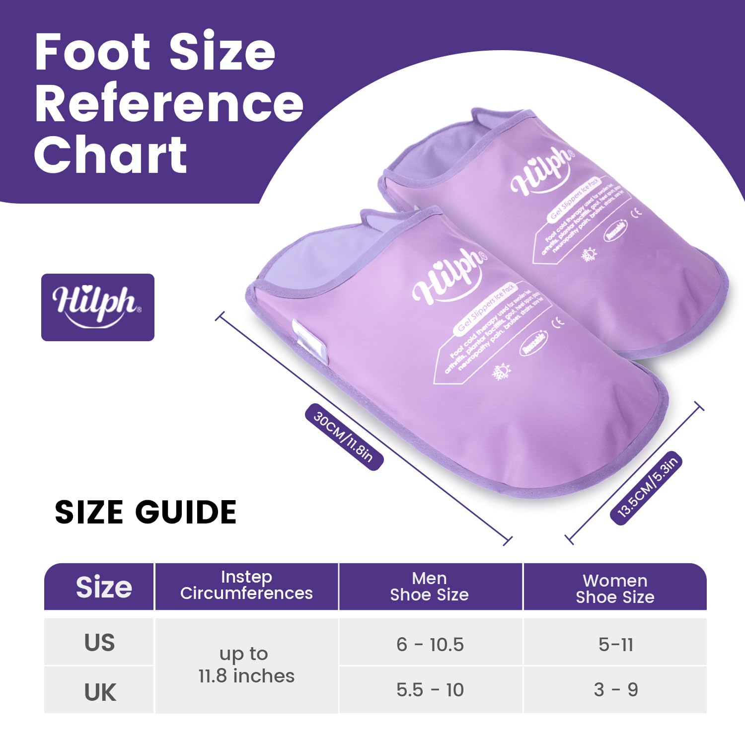Hilph pantoufles glace pied gel non toxique — gel reste souple après congélation.