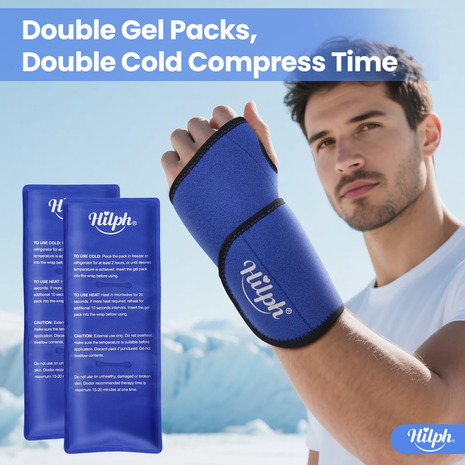 Compresse interne Hilph en gel offre un refroidissement ciblé après l'effort.