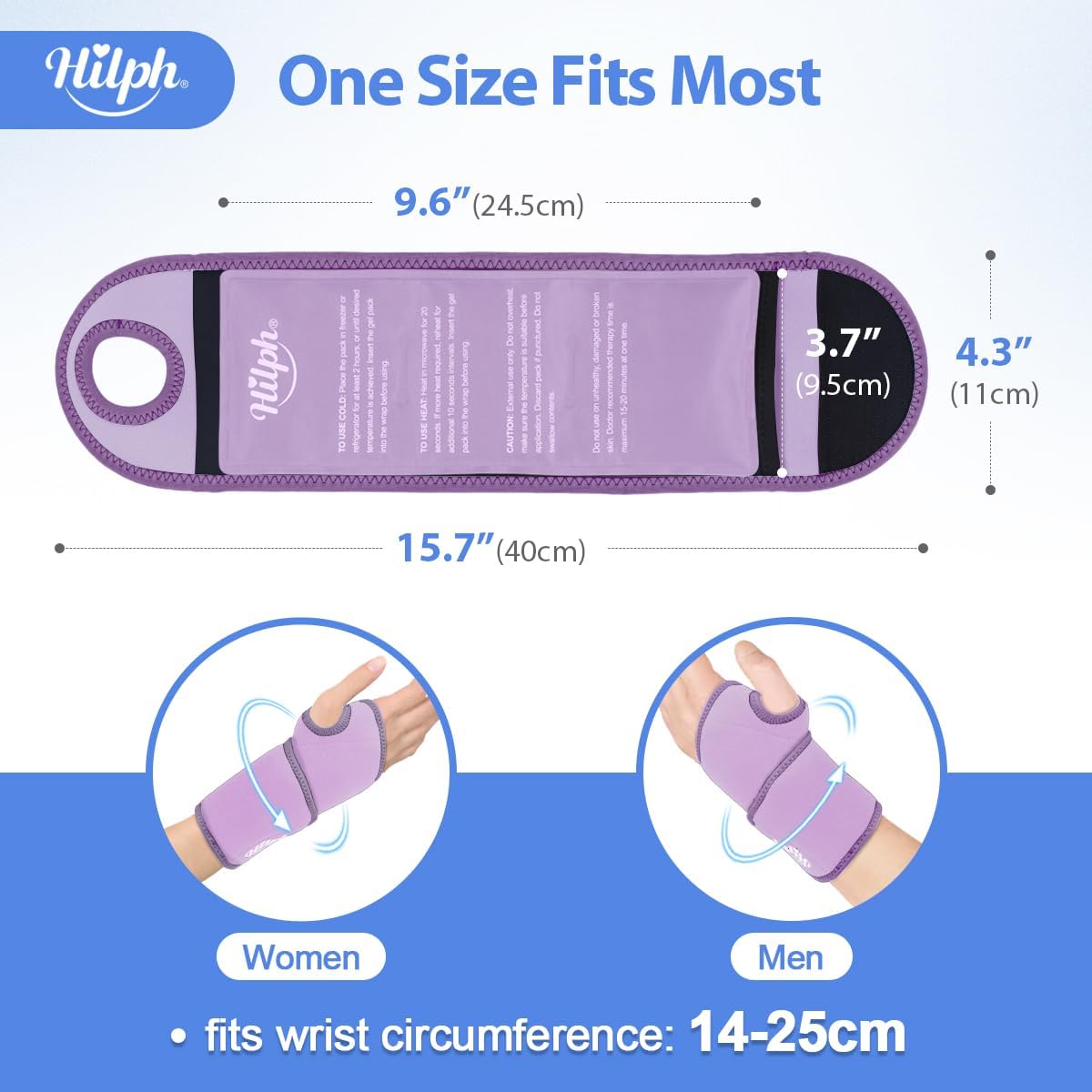 Hilph poignet glace violet prêt pour le transport et rangement.