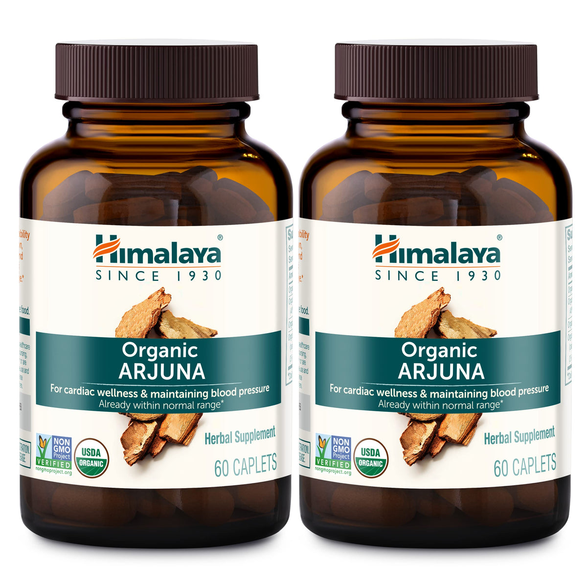 Himalaya Arjuna – bouteille de capsules, soutien potentiel au bien-être cardiovasculaire.