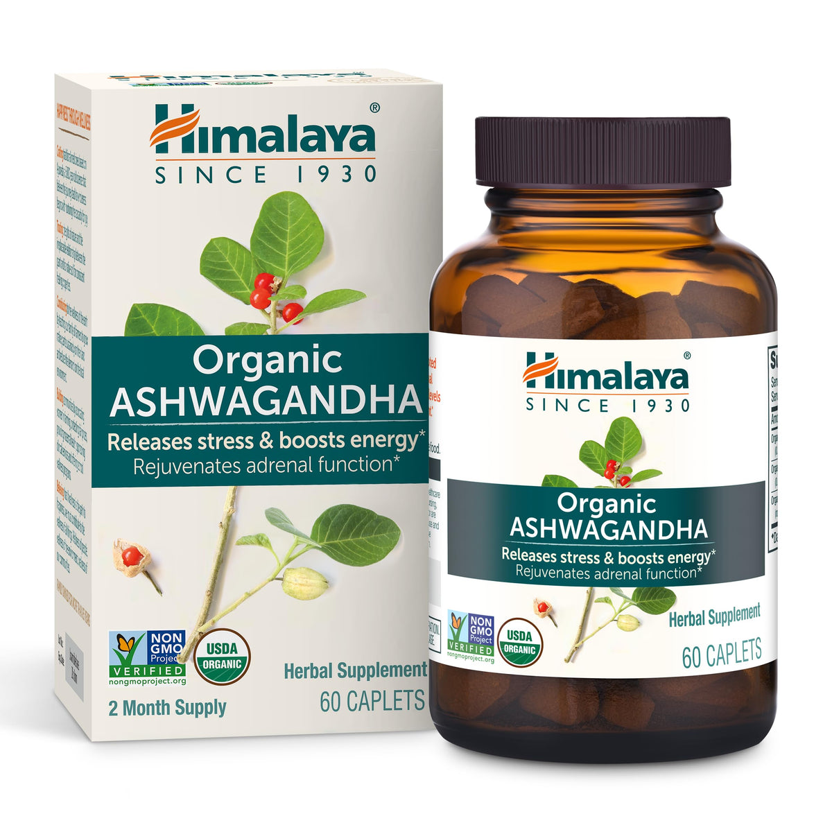 Bouteille Himalaya Ashwagandha bio pour la routine bien-être.