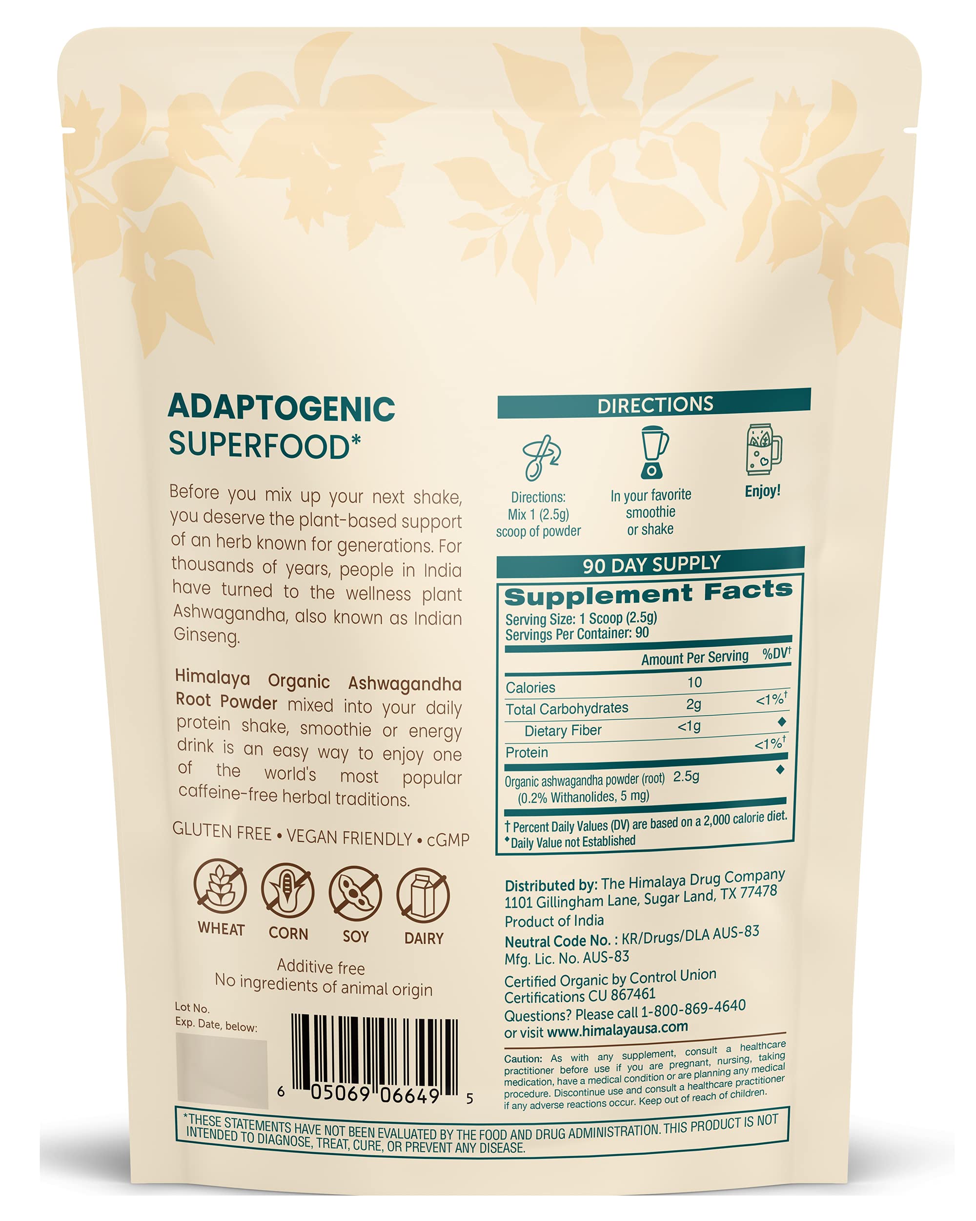 Dosette-cuillere d’Himalaya Ashwagandha pour dosage facile dans vos boissons.