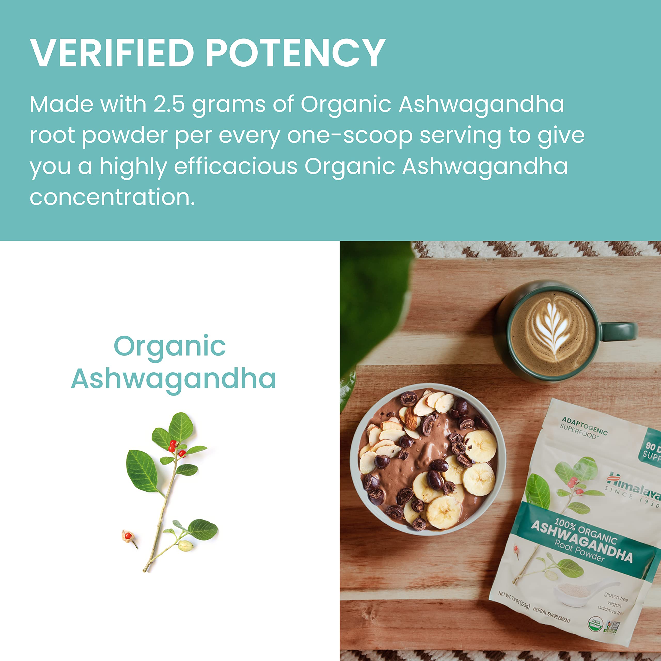 Emballage certifié CGMP pour Himalaya Ashwagandha, sécurité et traçabilité.