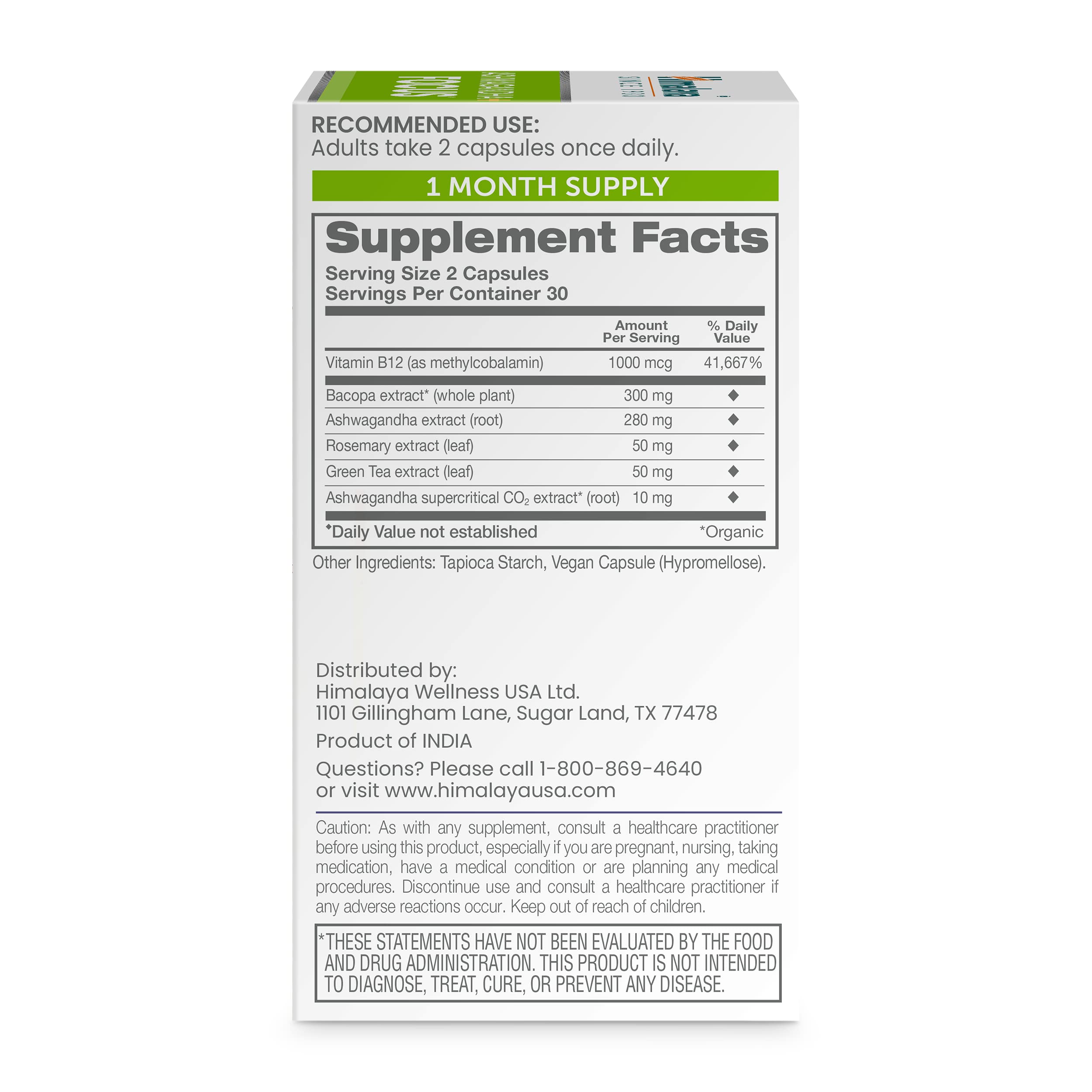 Himalaya Ashwagandha Focus : composition avec B12 pour l'énergie mentale et la vigilance.