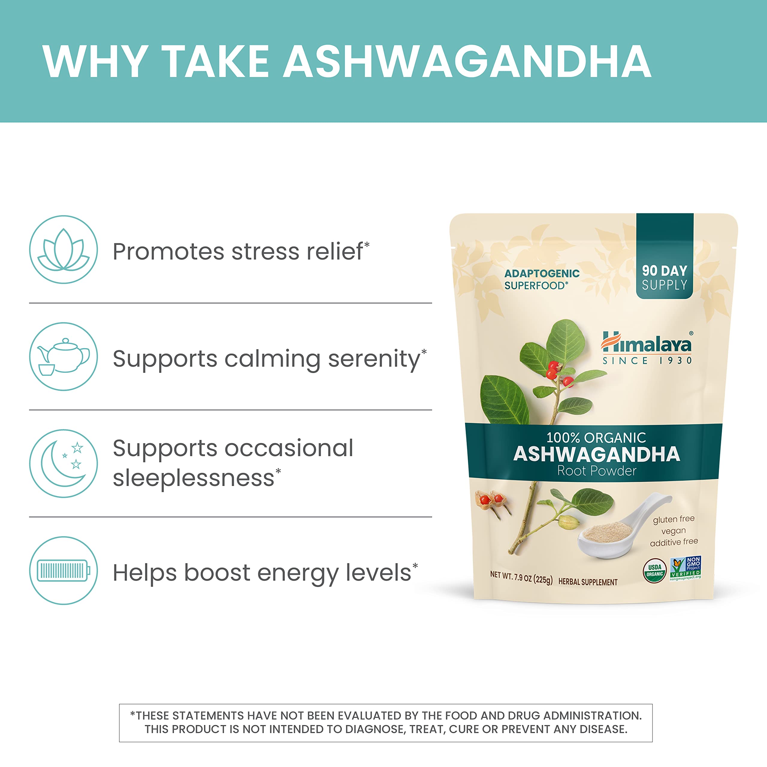Poudre fine d’Ashwagandha Himalaya, texture légère et facile à mélanger.