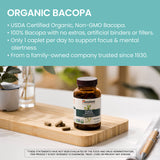 Himalaya Bacopa Monnieri – emballage arrière: informations claires sur les certifications et ingrédients.