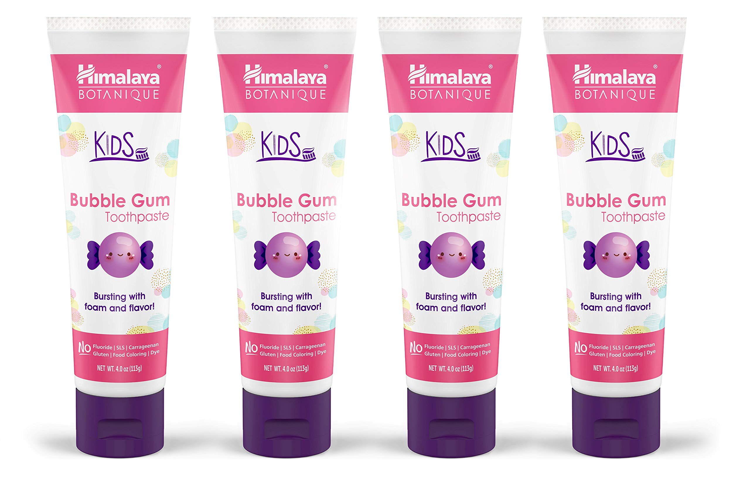 Dentifrice Himalaya Botanique enfants Bubble Gum, douceur naturelle et brossage agréable.