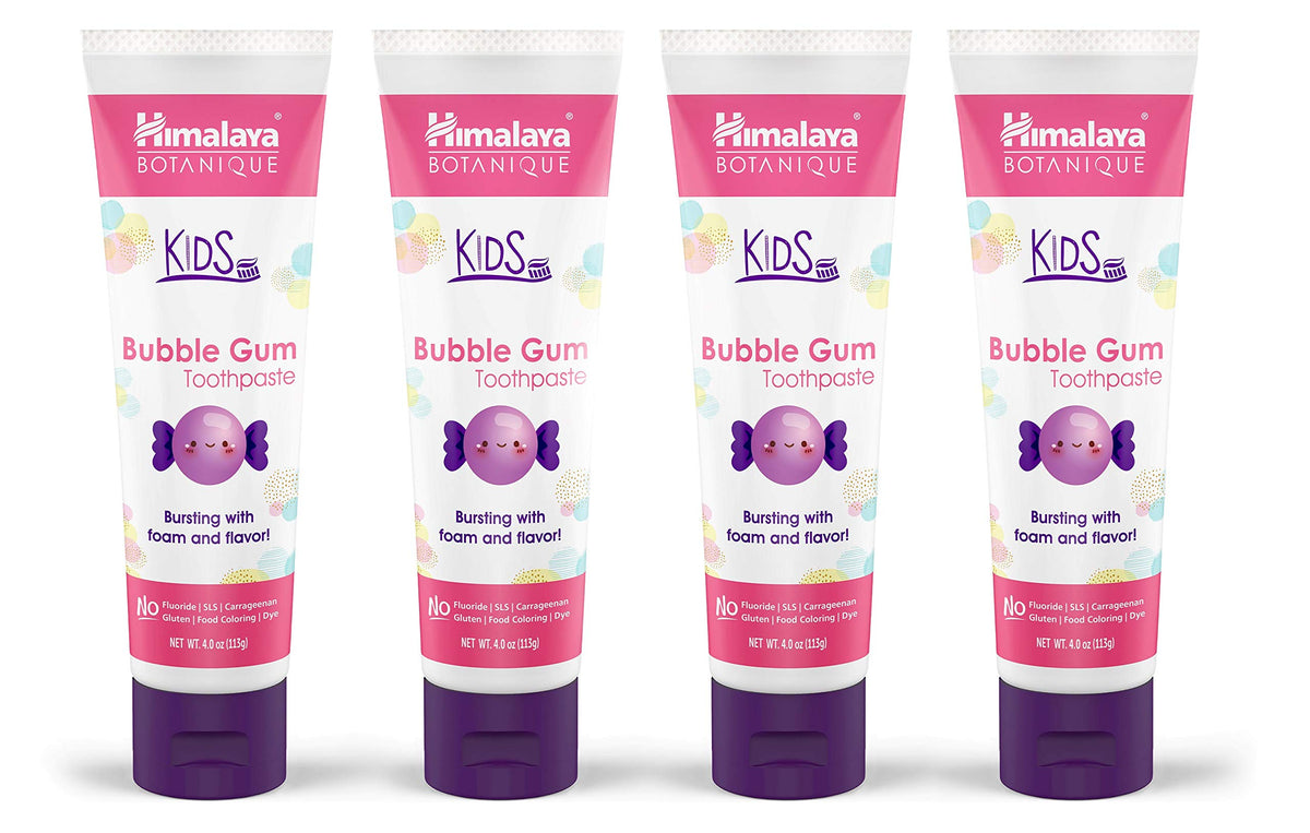 Dentifrice Himalaya Botanique enfants Bubble Gum, douceur naturelle et brossage agréable.