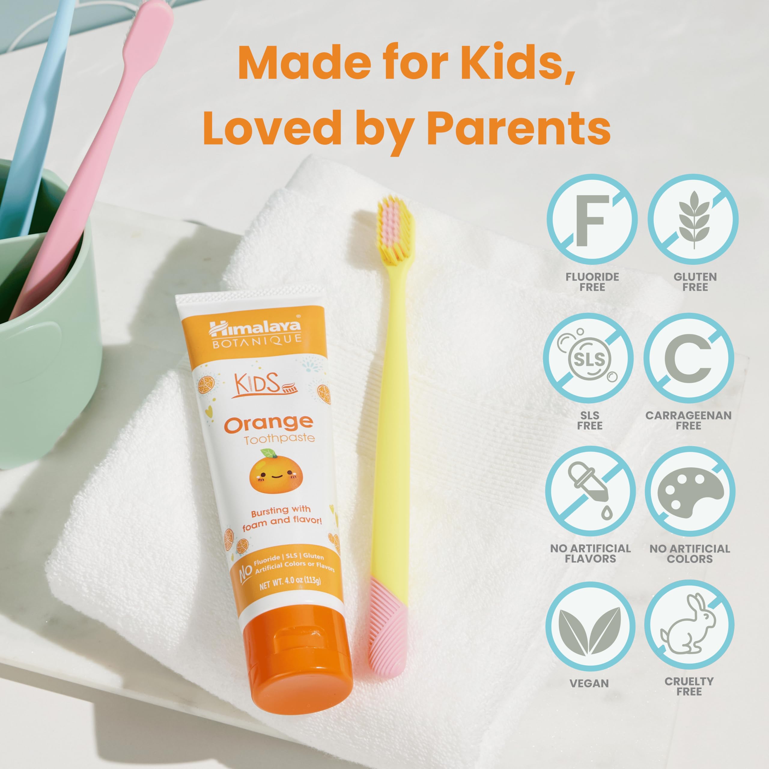 Dentifrice Himalaya Botanique enfants orange; parfum léger et agréable.