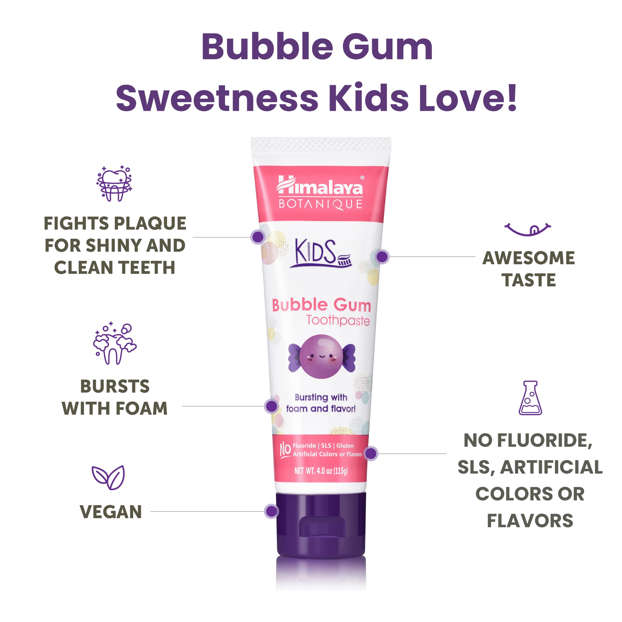 Dentifrice Himalaya Botanique enfants Orange, saveur fruitée pour un brossage plaisant.