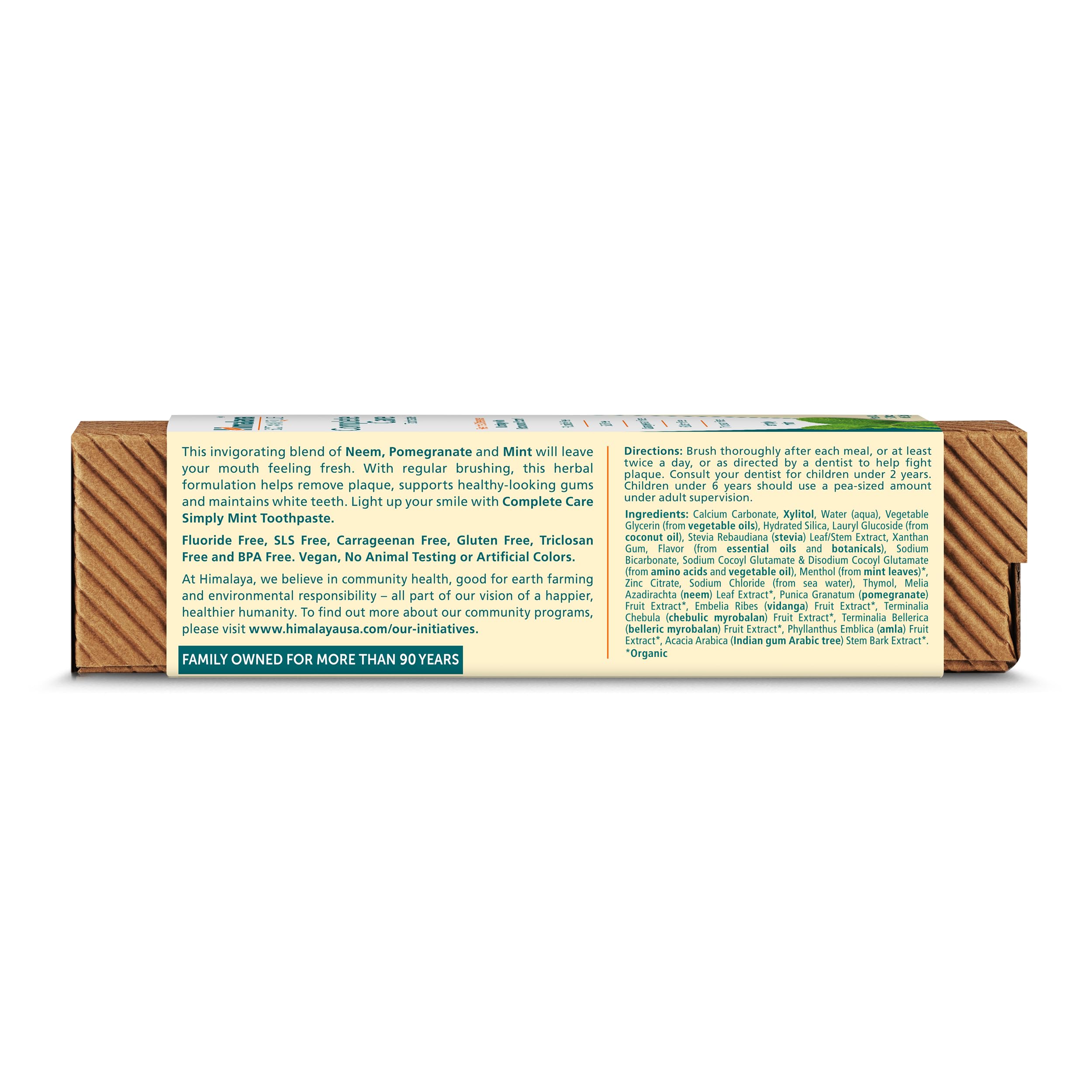 Dentifrice Himalaya Botanique Soin Complet haleine fraîche, sans fluor et sans colorants.