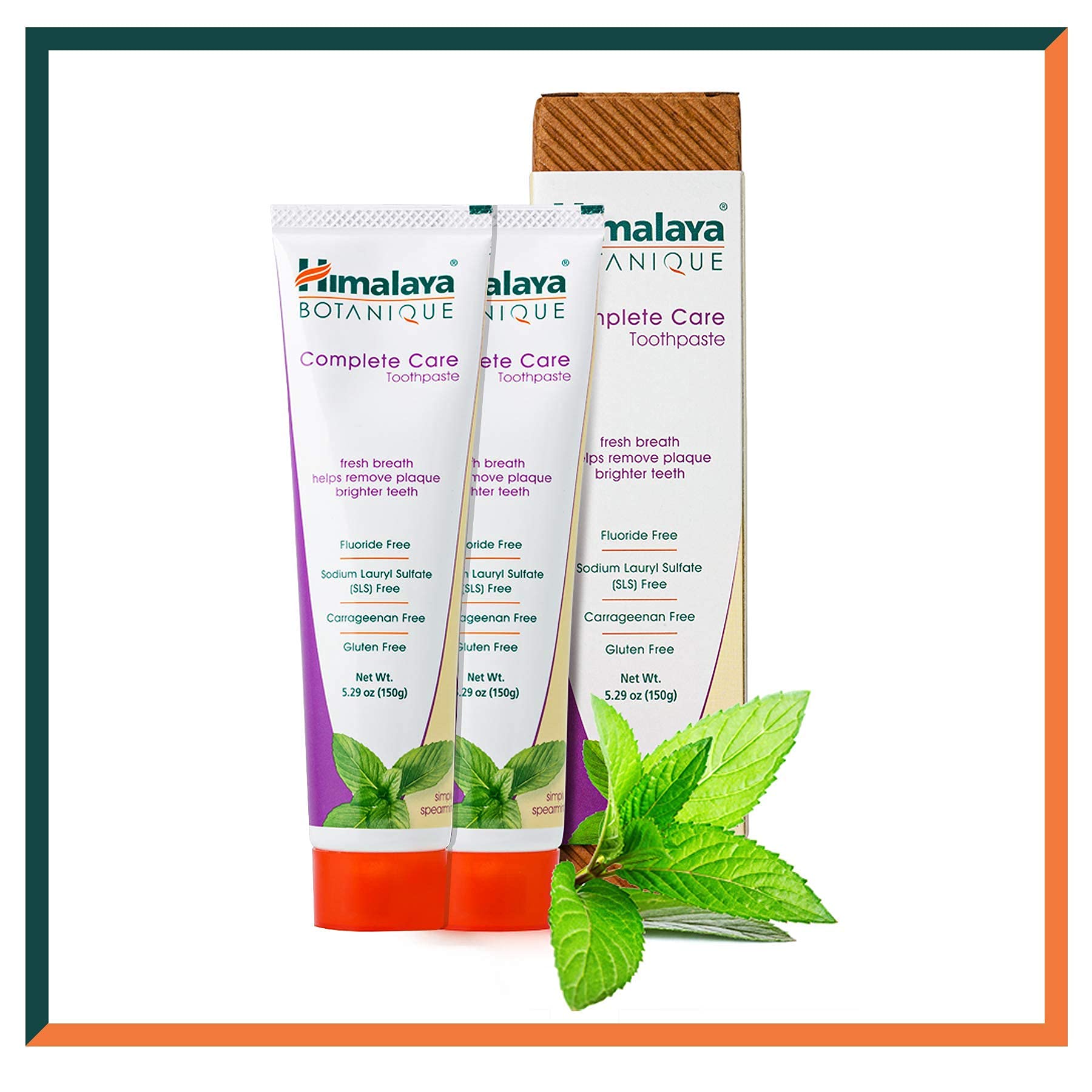 Mousse fraîche et légère du dentifrice Himalaya Botanique menthe poivrée.
