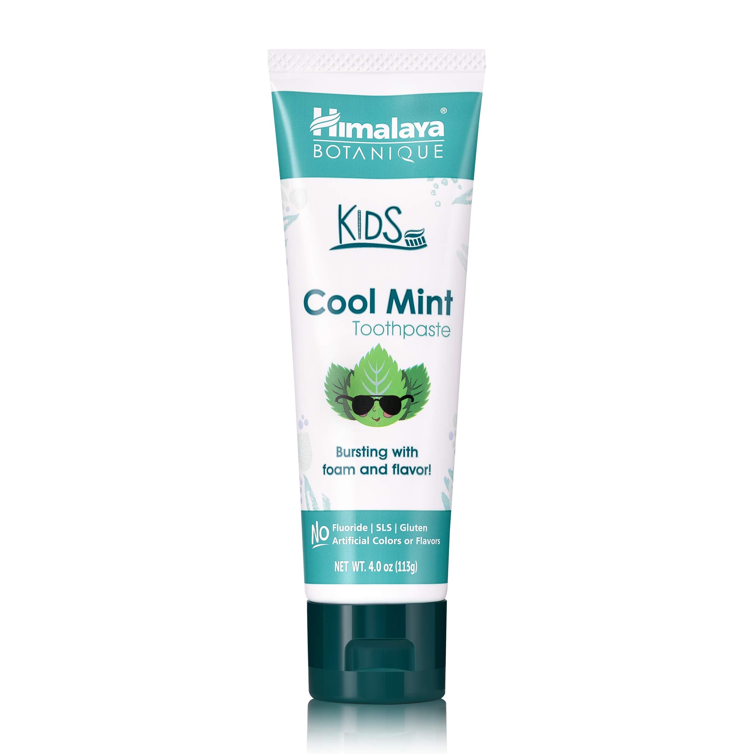 Dentifrice Himalaya Botanique enfant Cool Mint en bouteille, fraîcheur douce pour le brossage
