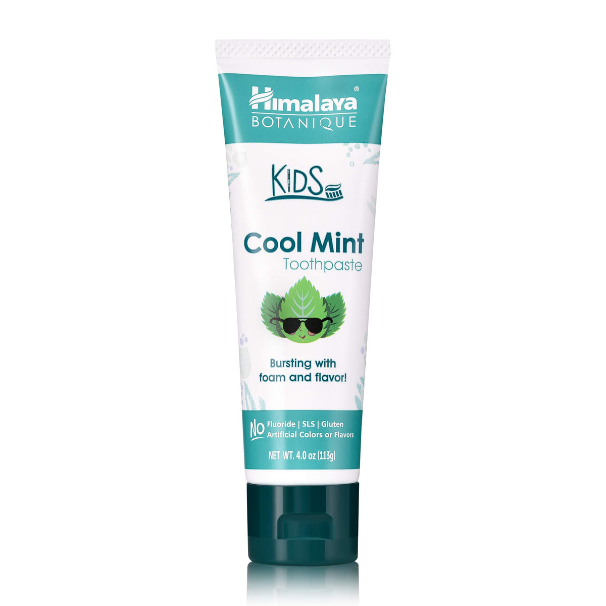 Dentifrice Himalaya Botanique enfant Cool Mint en bouteille, fraîcheur douce pour le brossage