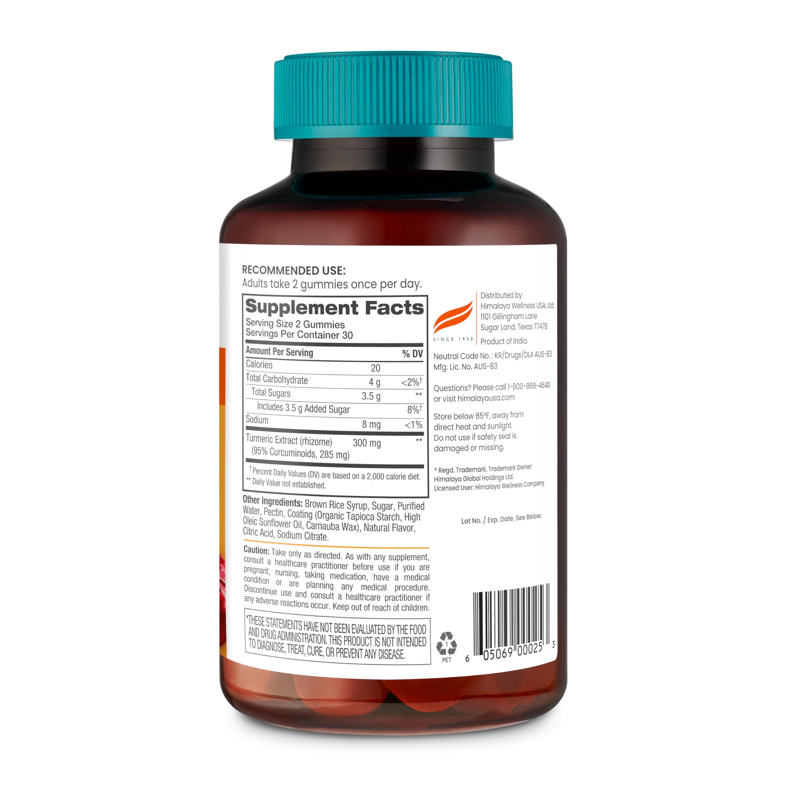 Gommes véganes Himalaya curcuma sans gluten, prêt pour votre routine.