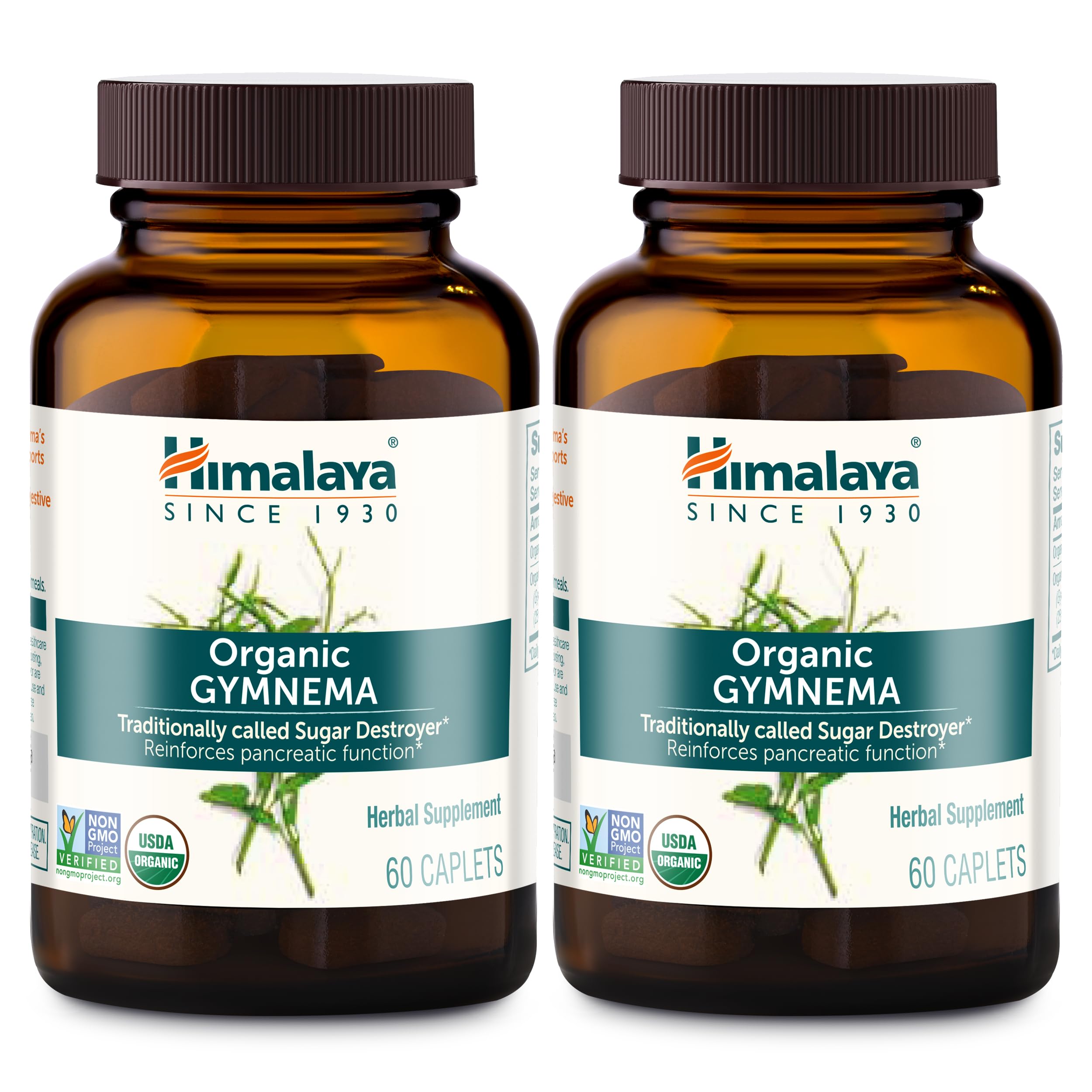 Himalaya Gymnema Sylvestre – bouteille de caplets, soutien potentiel à l'équilibre glycémique.