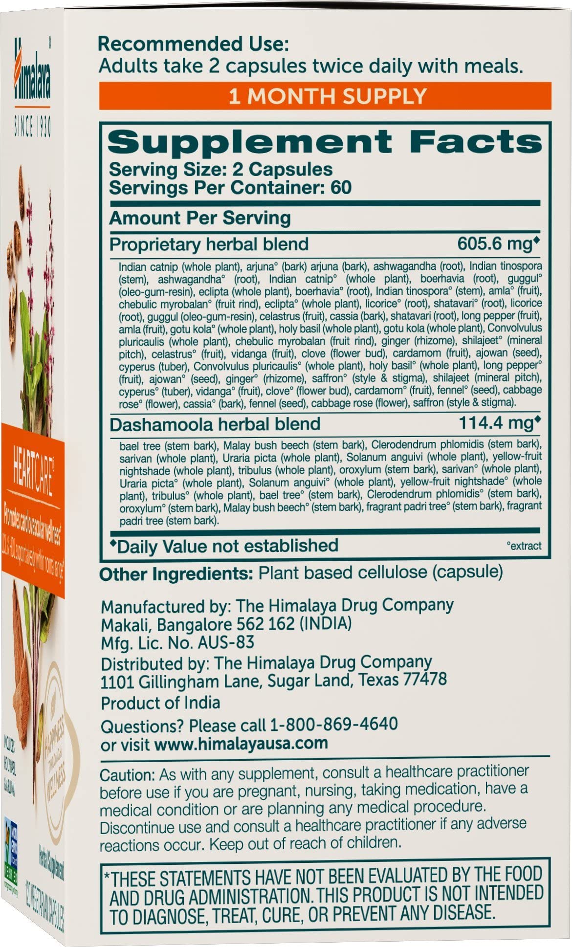 Himalaya HeartCare: capsules visibles, apport journalier simple et pratique.