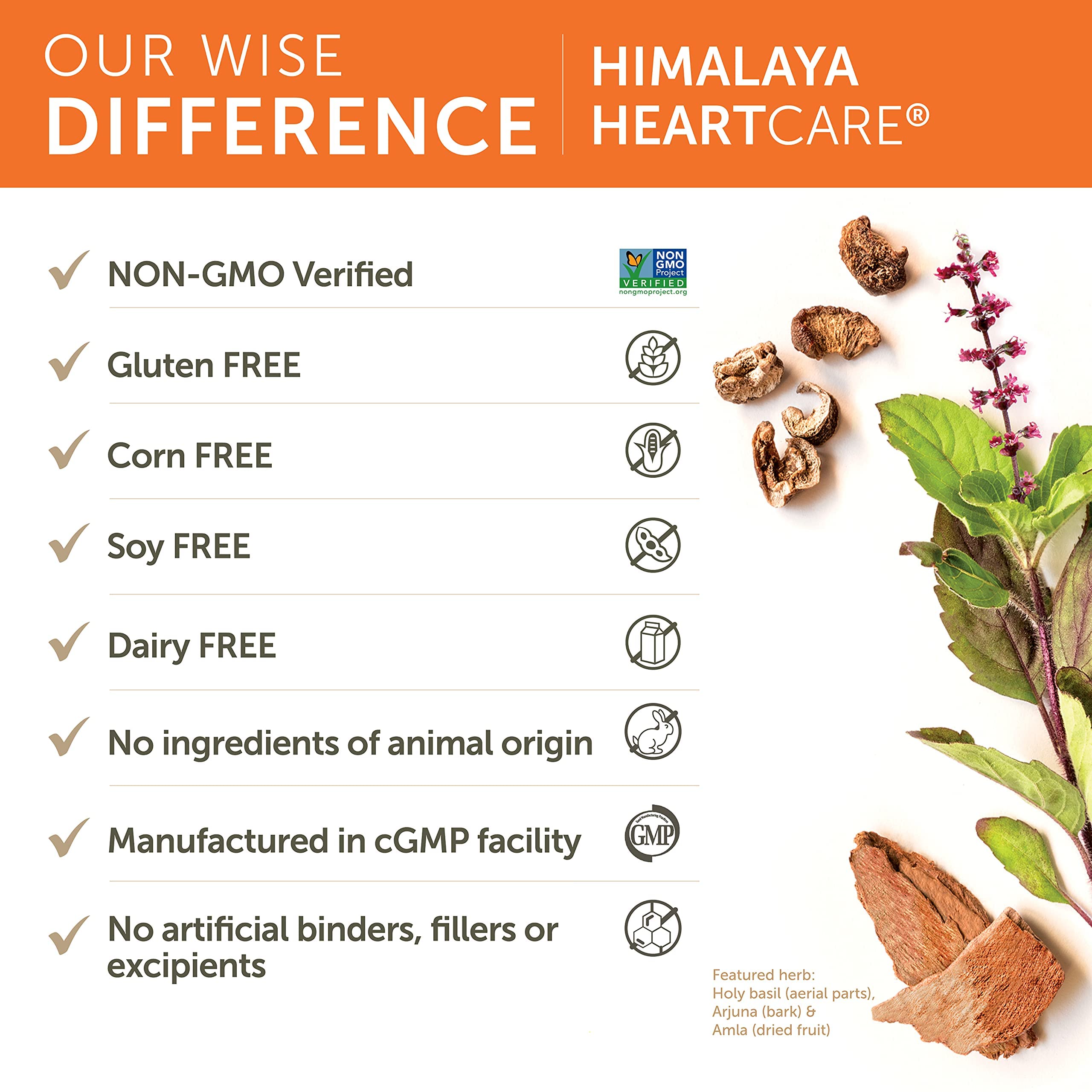 Himalaya HeartCare: étiquette lisible, indications d'utilisation et origines ayurvédiques.