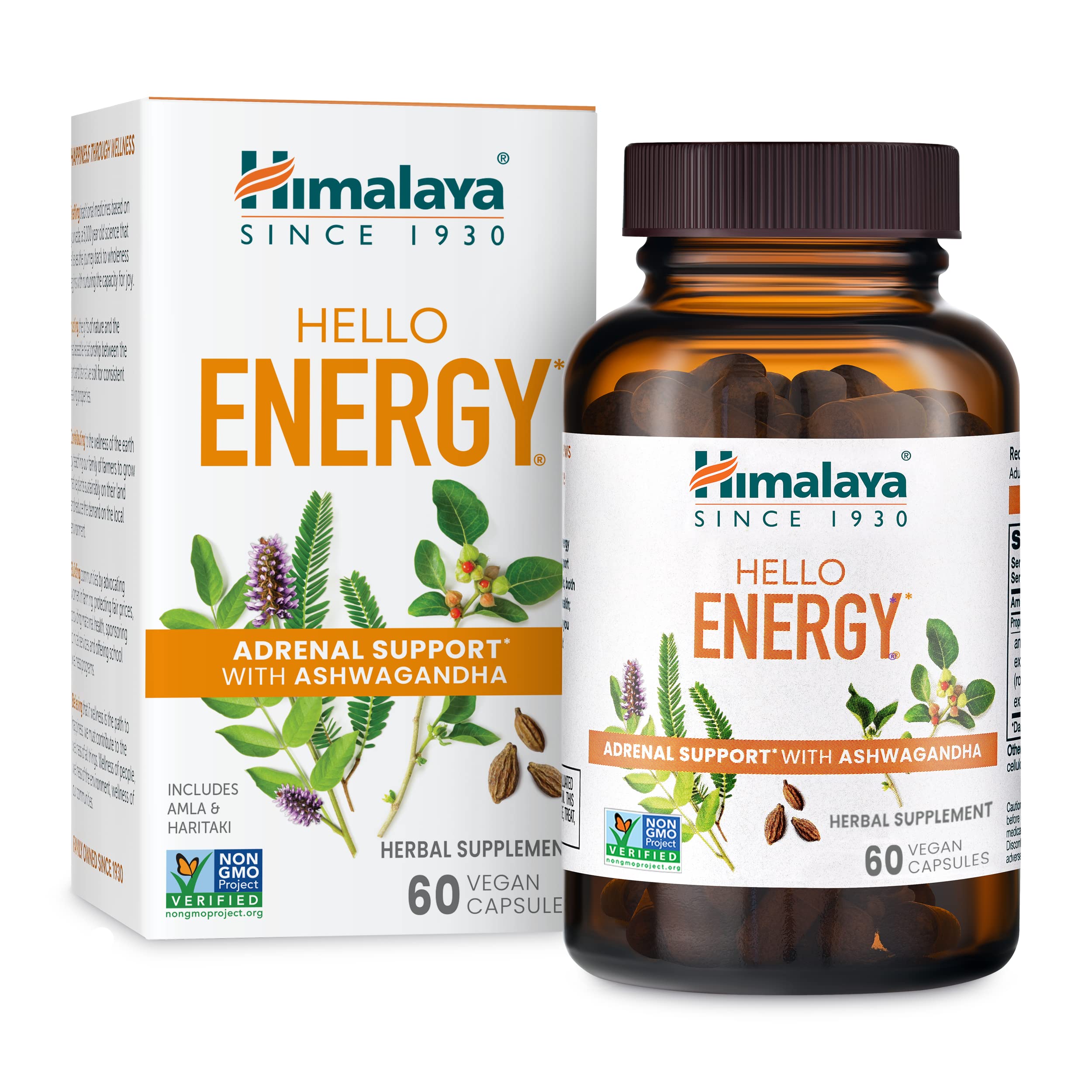 Himalaya Hello Energy : bouteille de capsules prête à soutenir l'énergie tout au long de la journée.