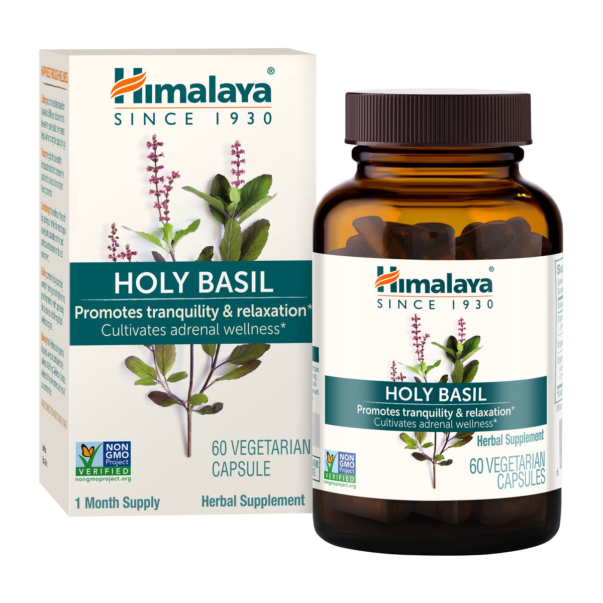 Himalaya Holy Basil: bouteille de gelules prête pour le stress quotidien.