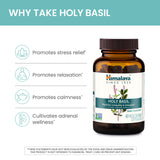Étiquette Himalaya Holy Basil indiquant sans gluten et sans OGM.