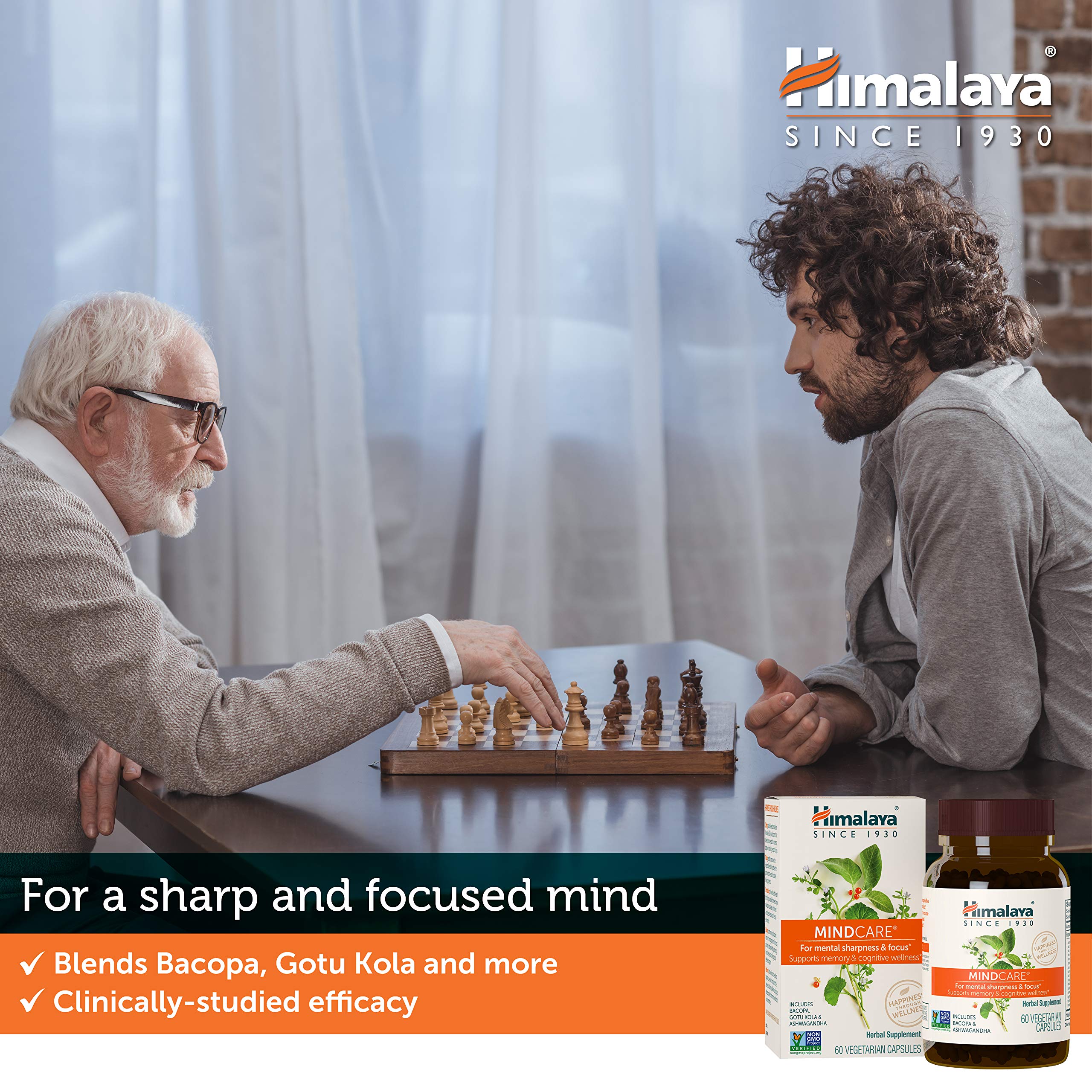 Ashwagandha, Gotu Kola et Bacopa, MindCare, ingrédients ayurvédiques pour la concentration.