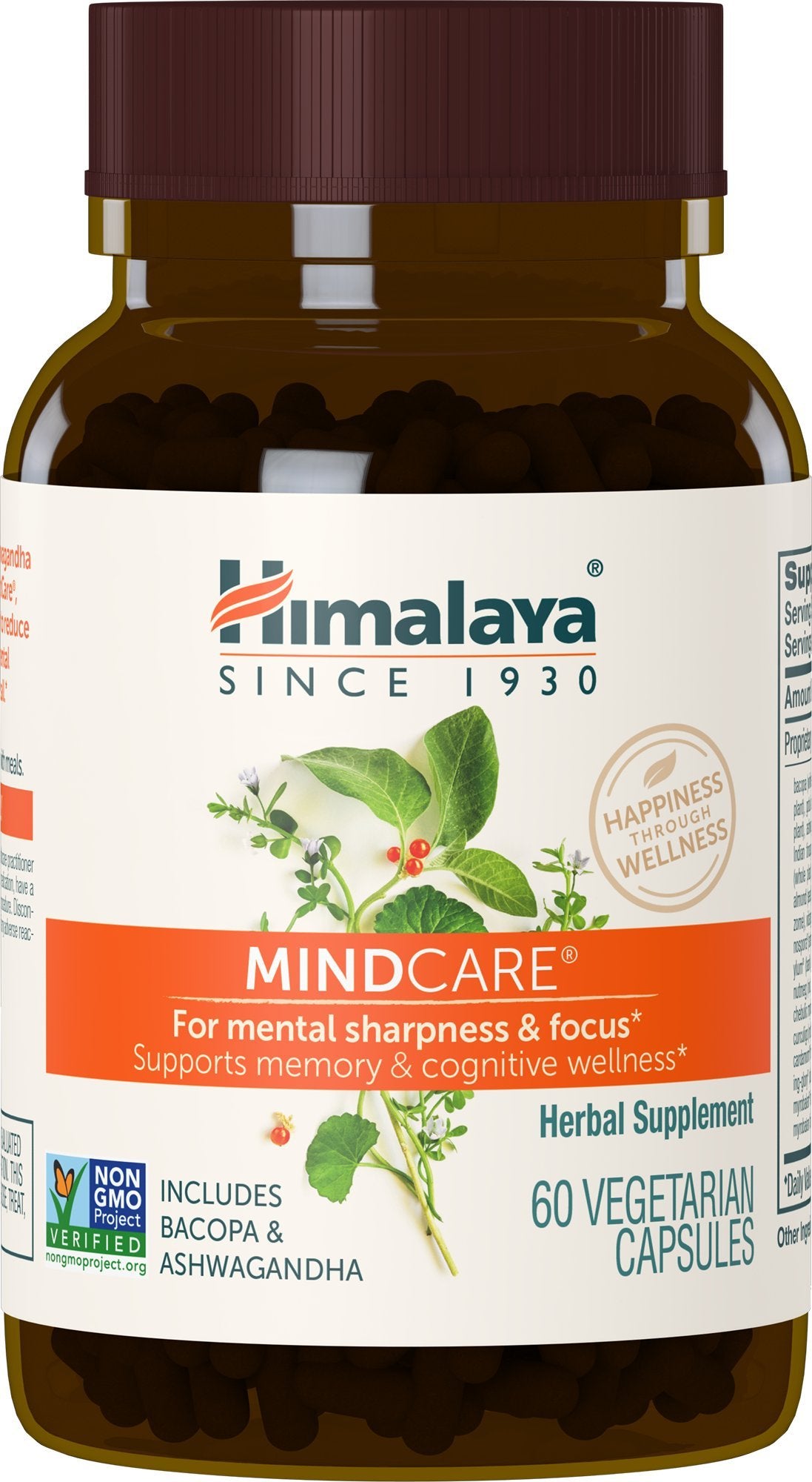 Himalaya MindCare, flacon et gélules, soutien mémoire et concentration.