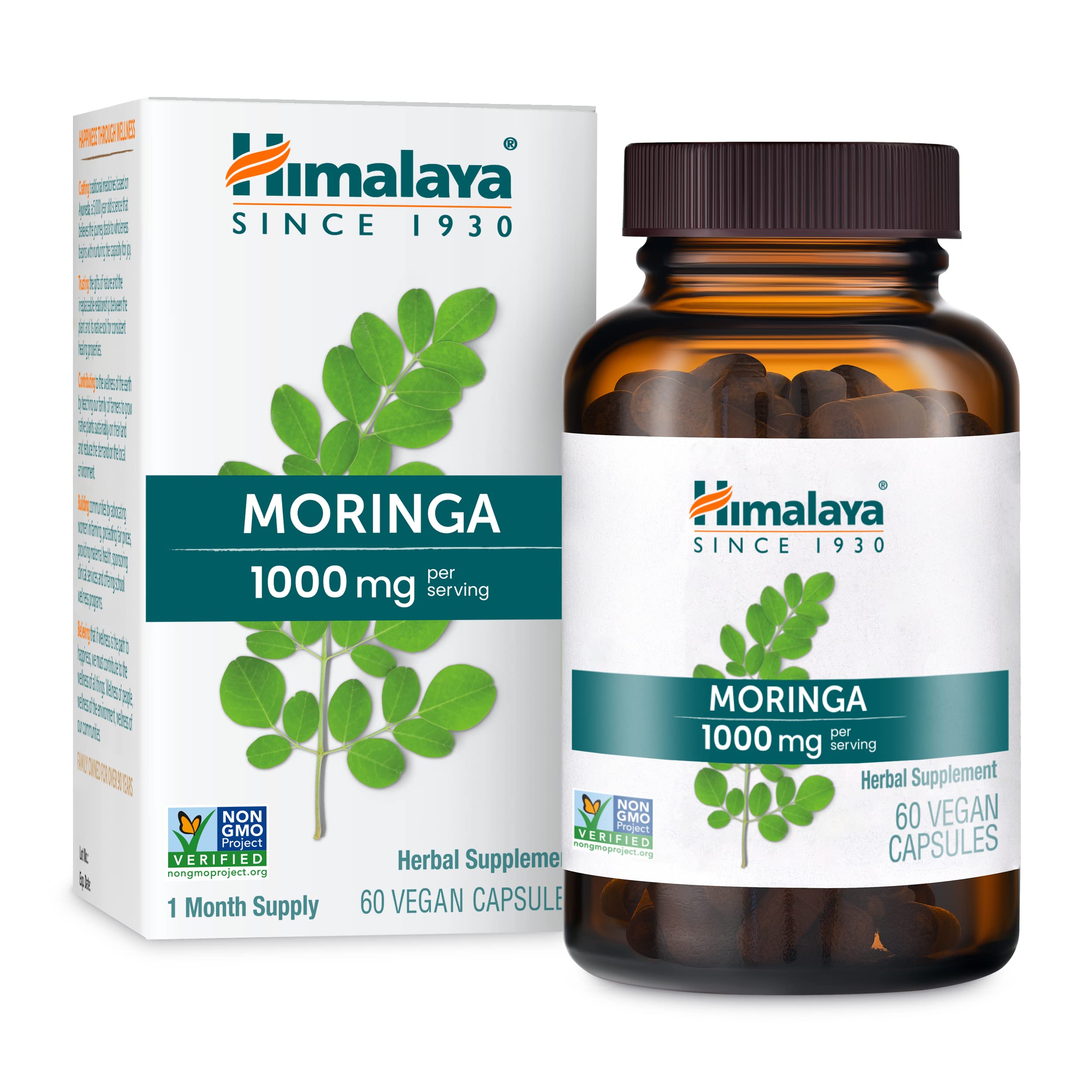Himalaya Moringa – capsules dans bouteille, soutien potentiel à l'énergie